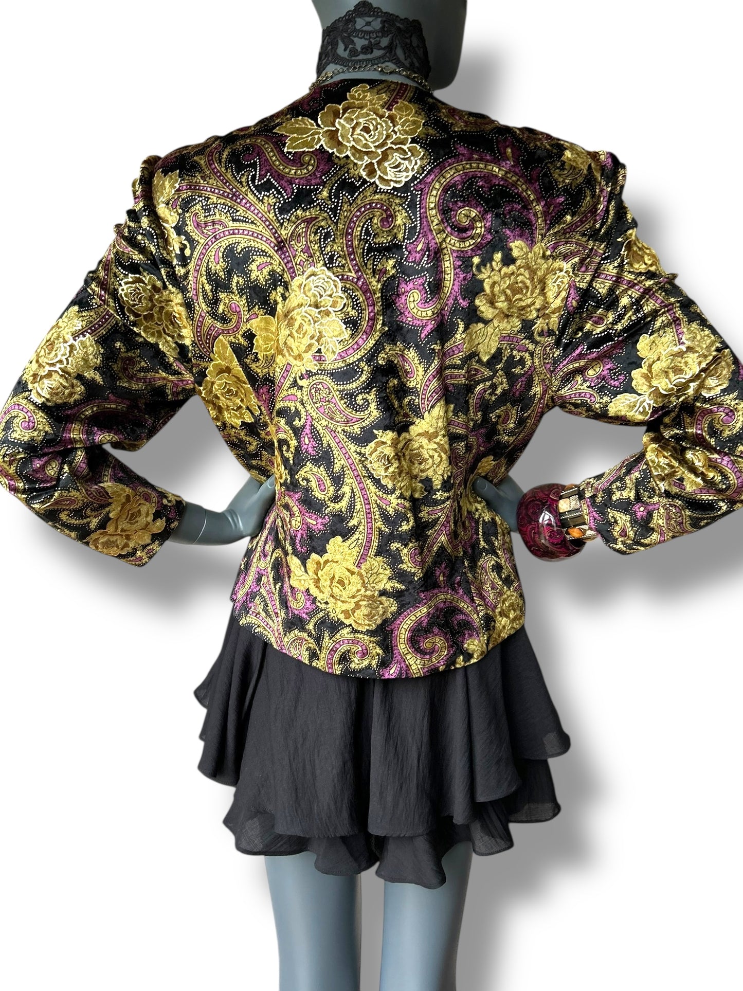Vintage 1980s Baroque Velvet Cocktail Jacket
