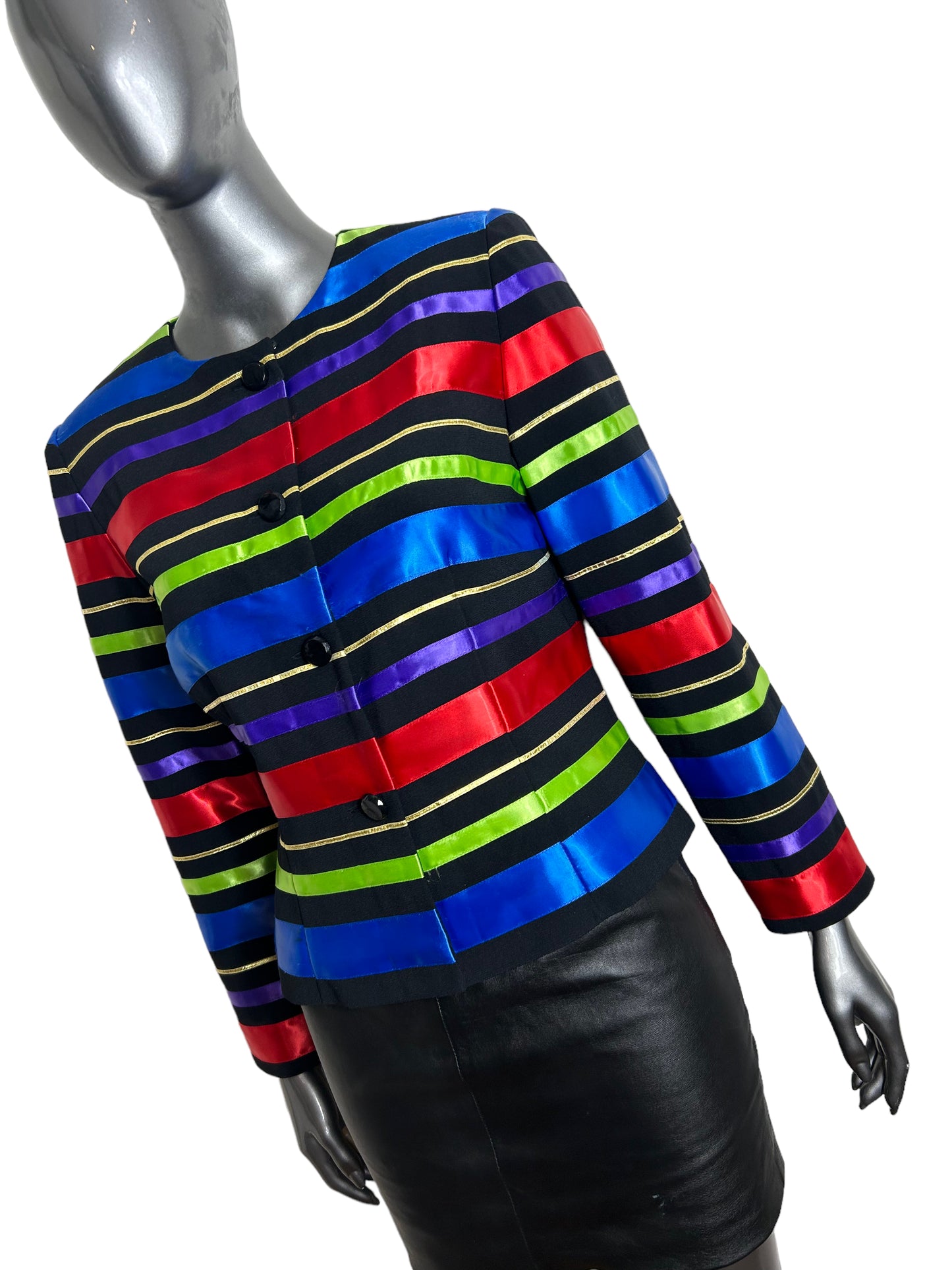 Vintage 80s Ribbon Stripe Box Jacket