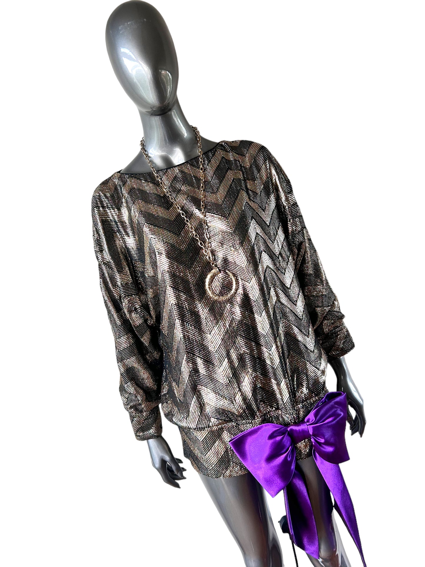 Vintage 1980s Gold Silk Lamé Tunic