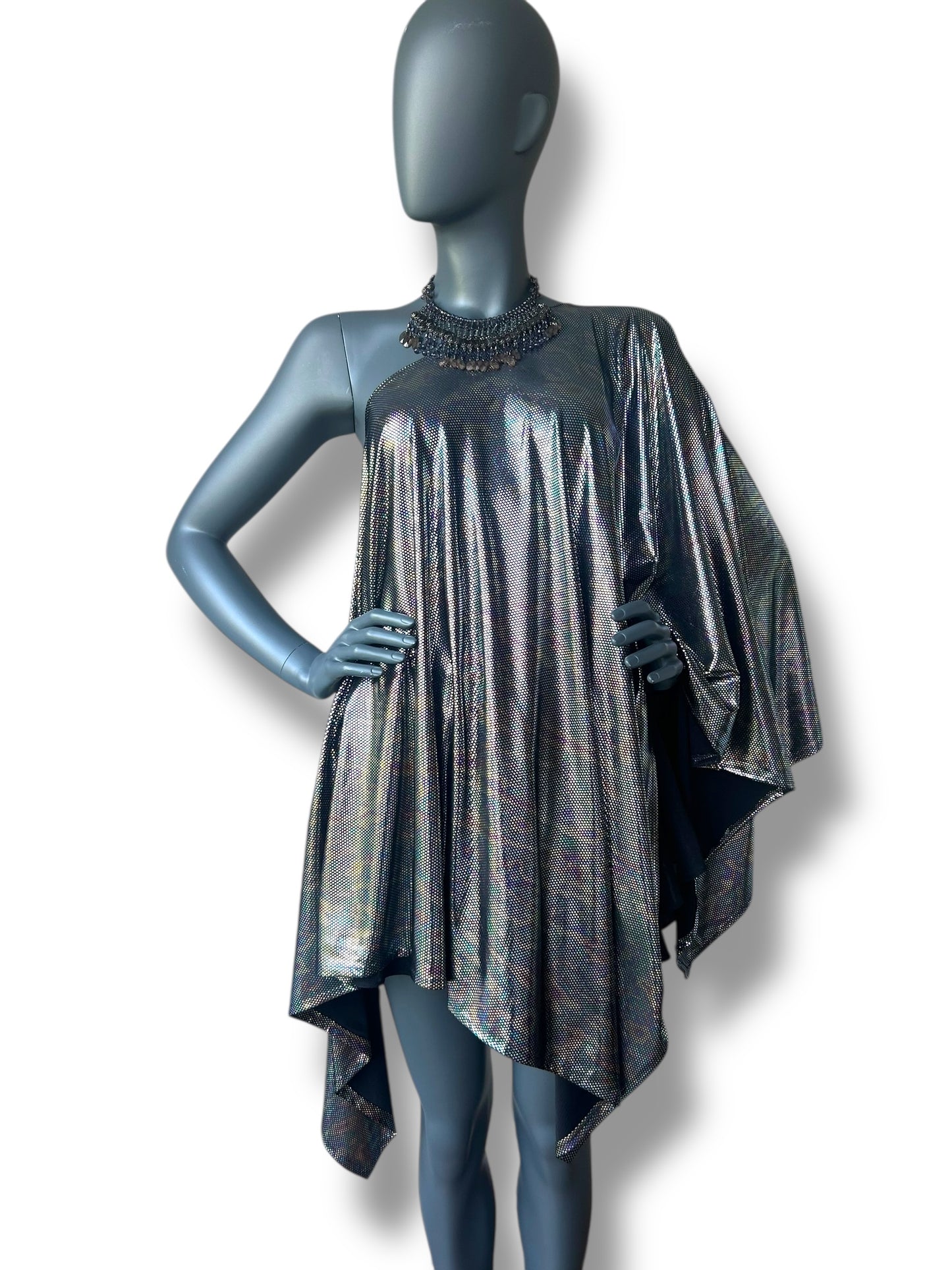 Vintage liquid lame cape dress