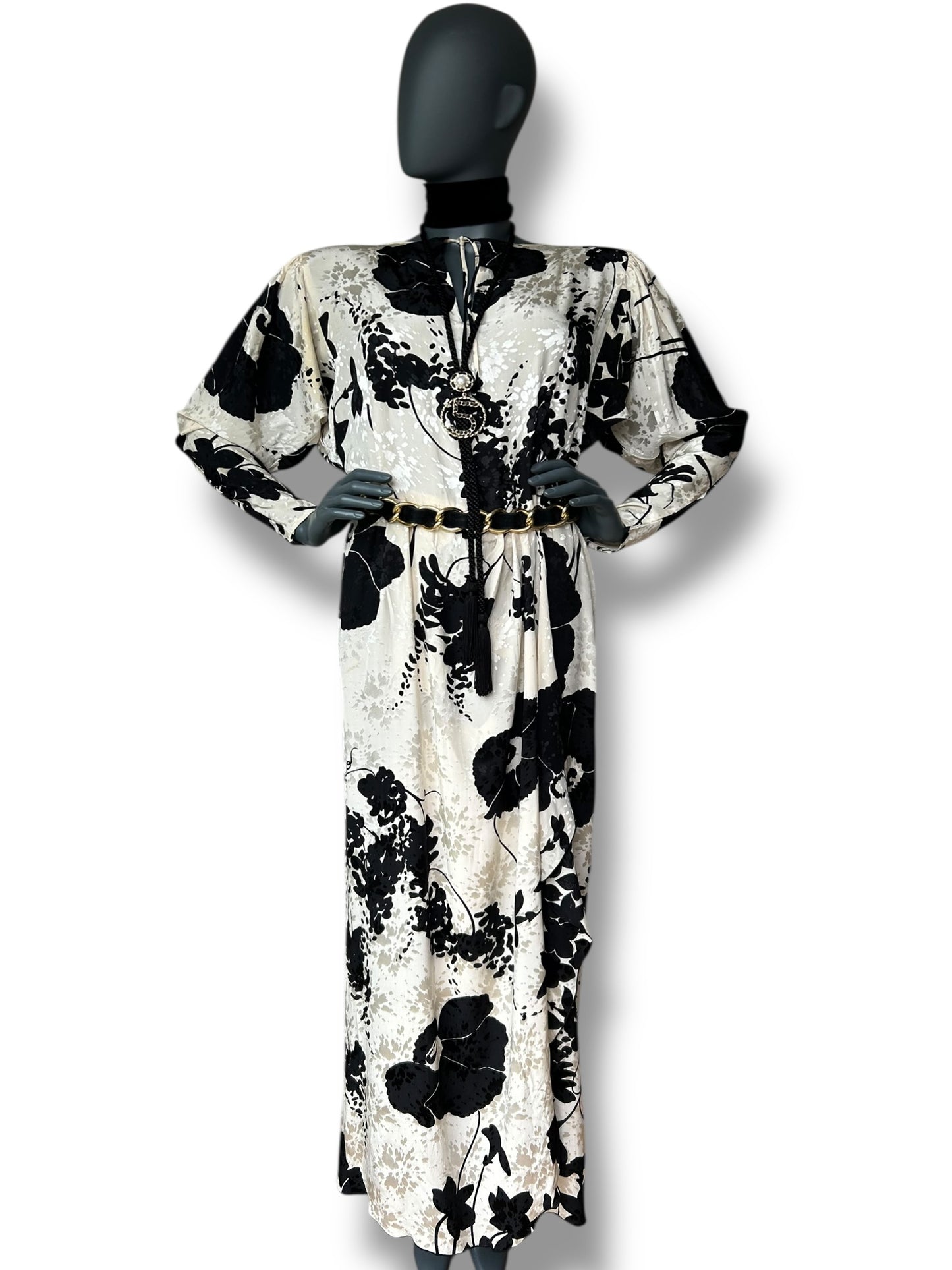 Vintage 1970s Dolmain Silk French Dress