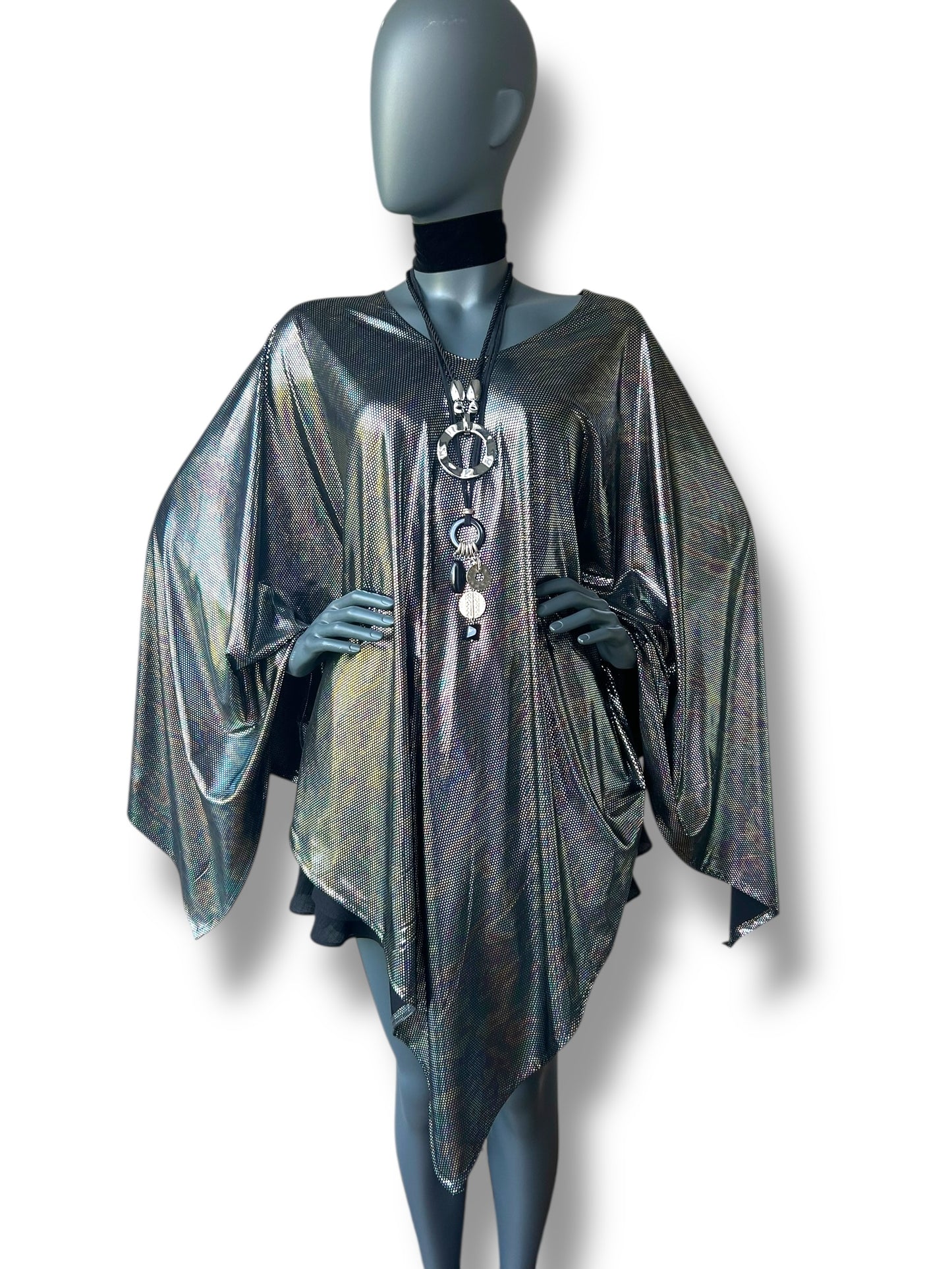 Vintage liquid lame cape dress