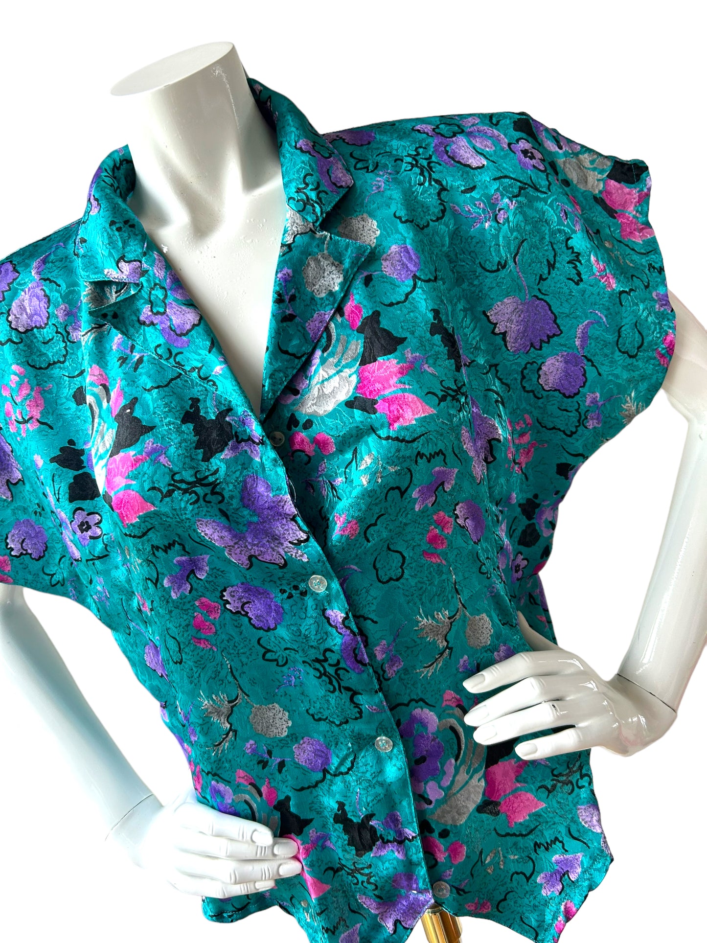 Vintage 1980s Turquoise blouse SALE
