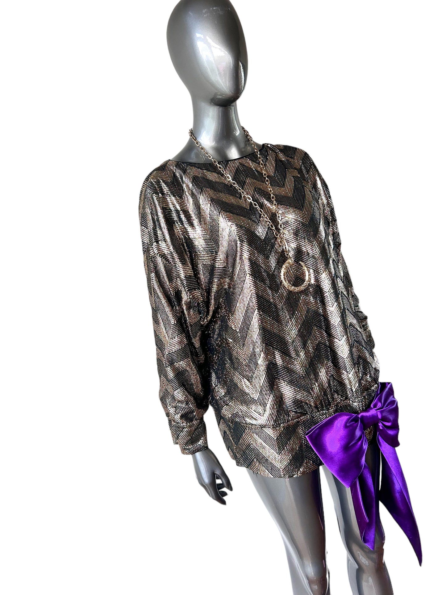 Vintage 1980s Gold Silk Lamé Tunic