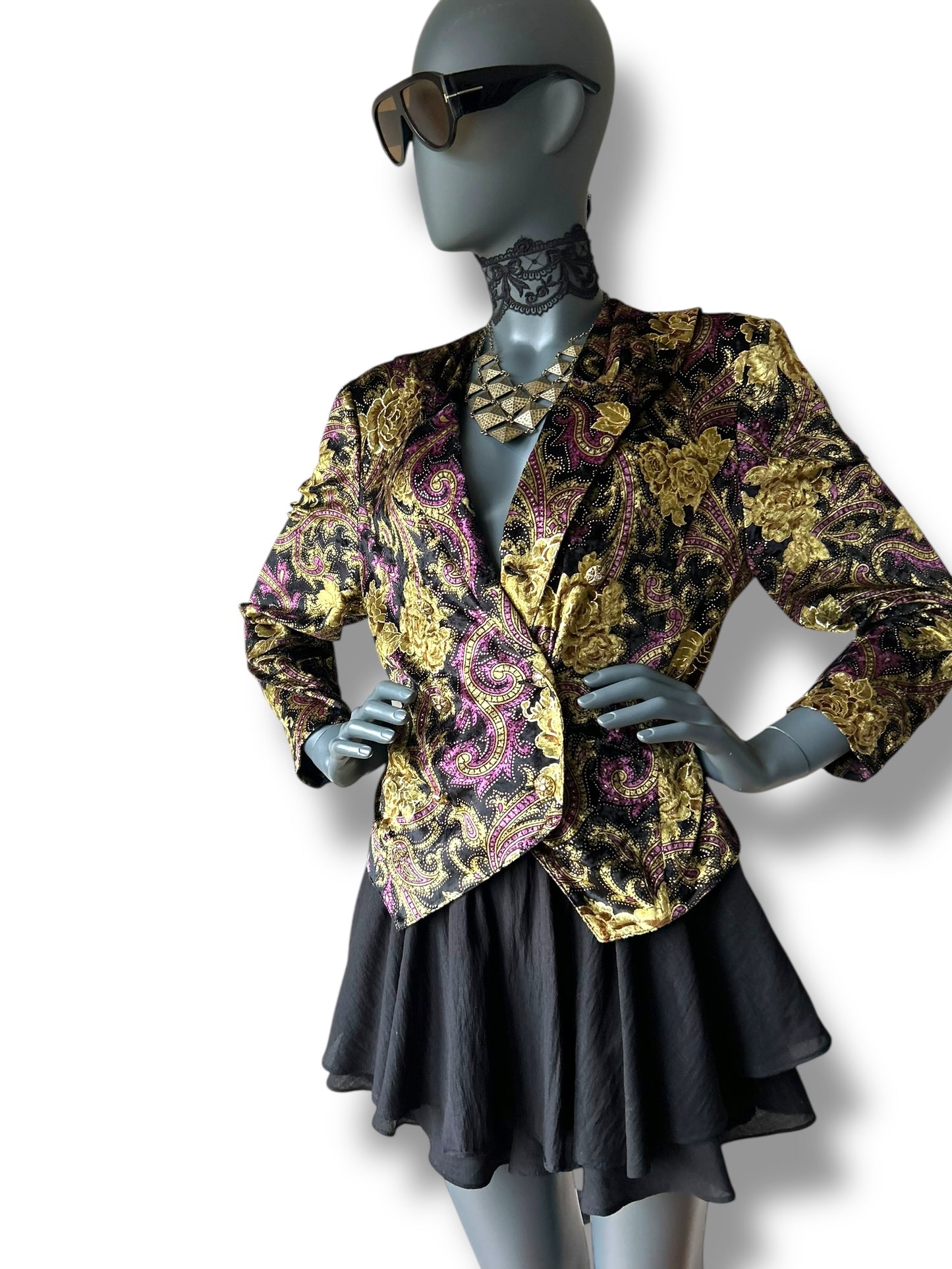 Vintage 1980s Baroque Velvet Cocktail Jacket