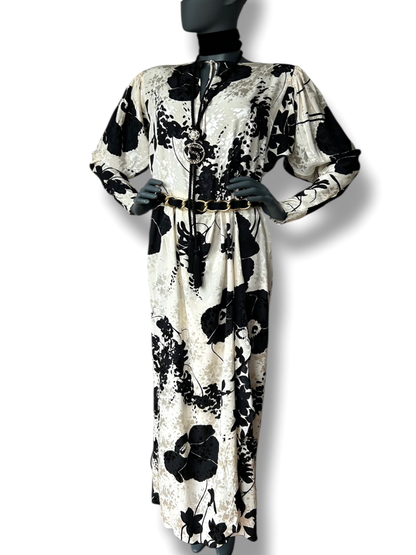 Vintage 1970s Dolmain Silk French Dress