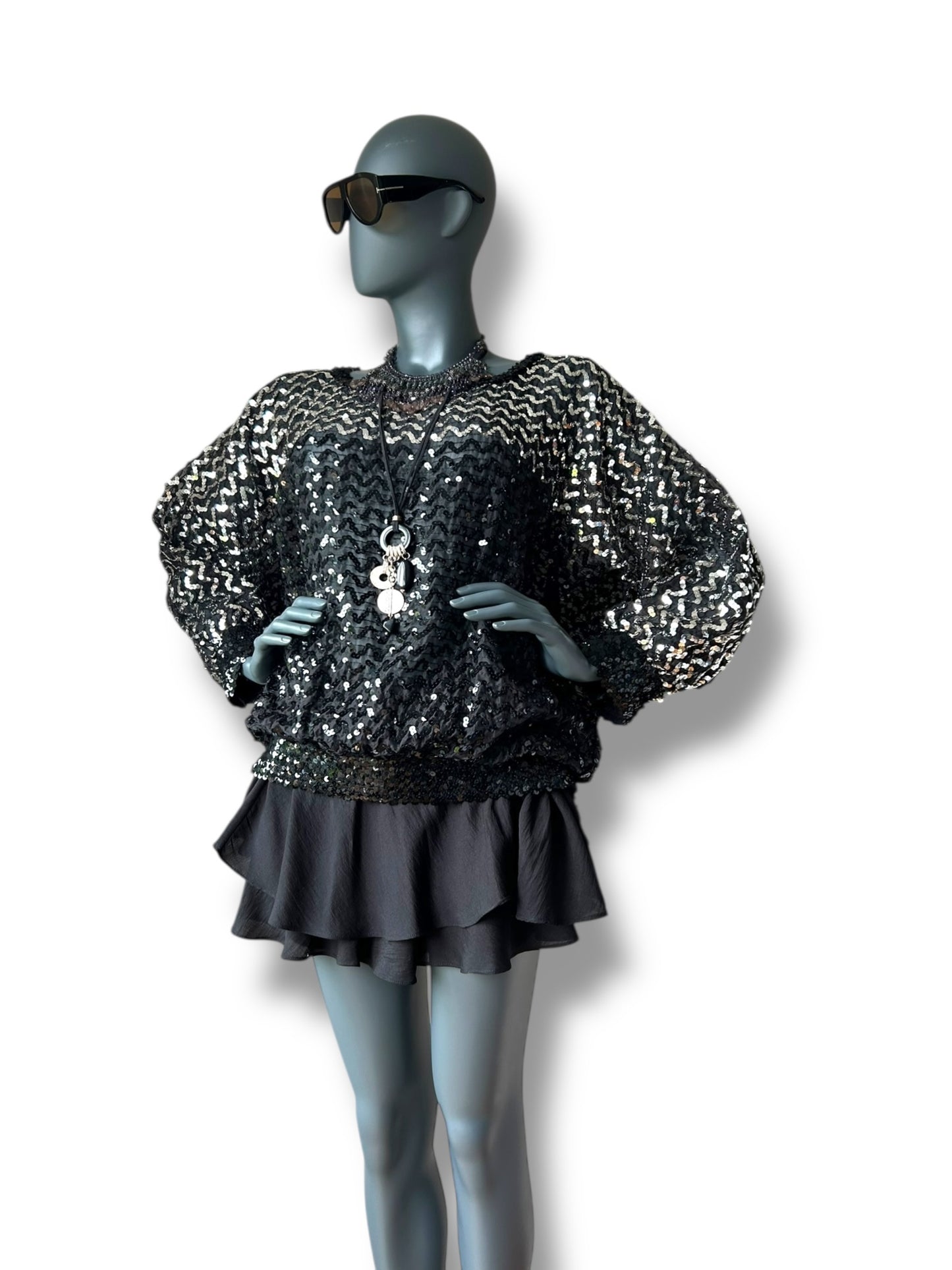 Vintage 1970s Batwing dramatic disco statement top