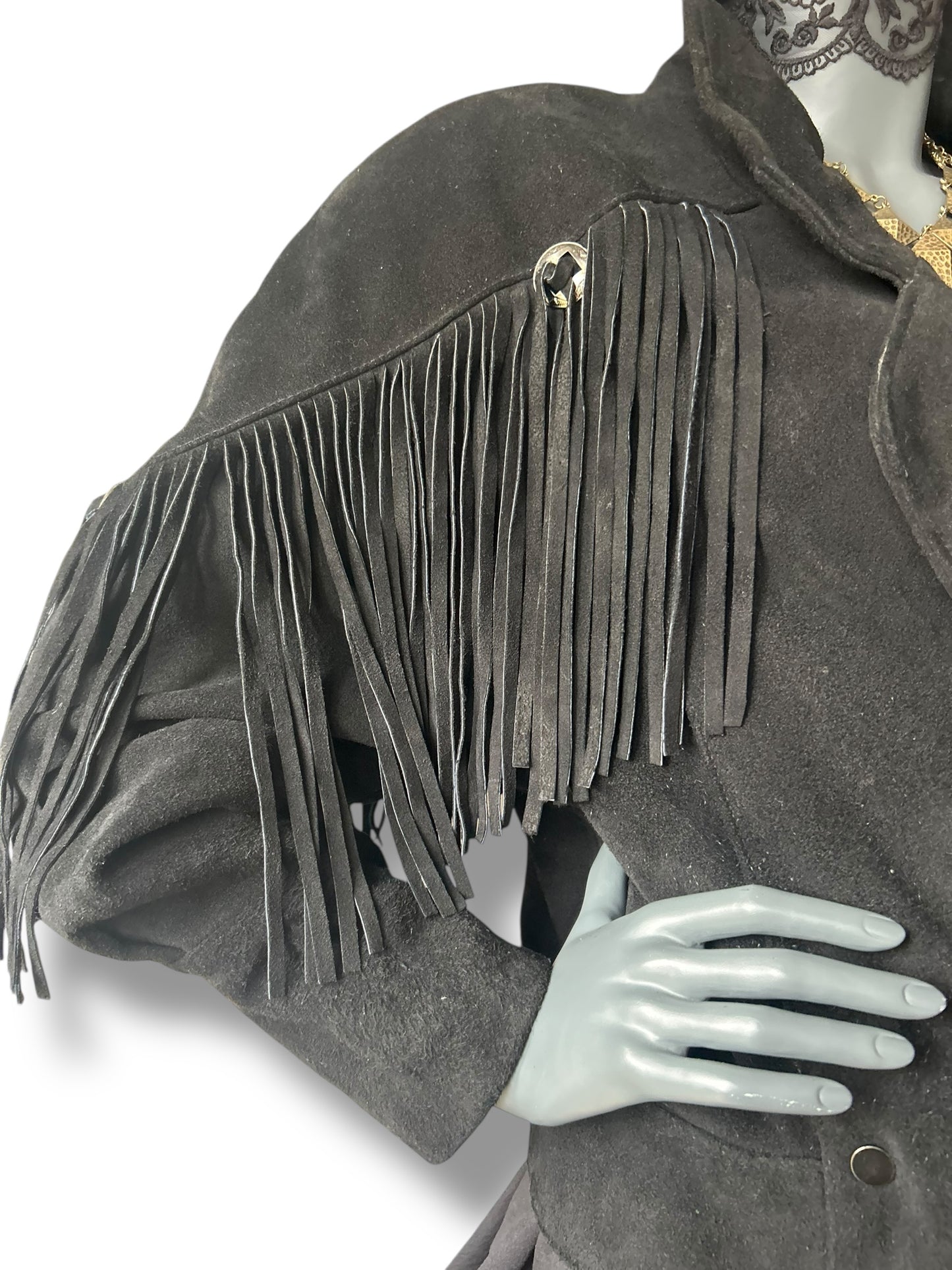 Vintage 1980s Western Fringe Suede Statement Jacket