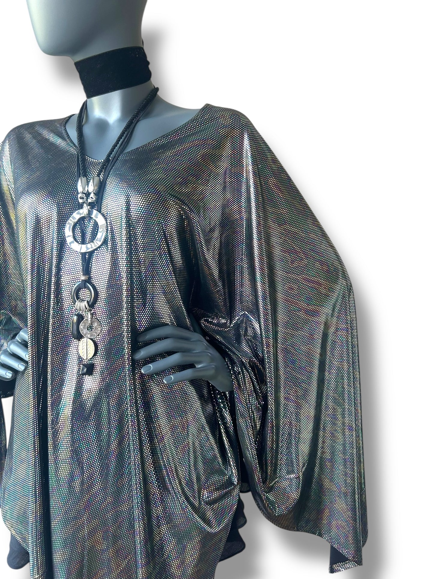 Vintage liquid lame cape dress