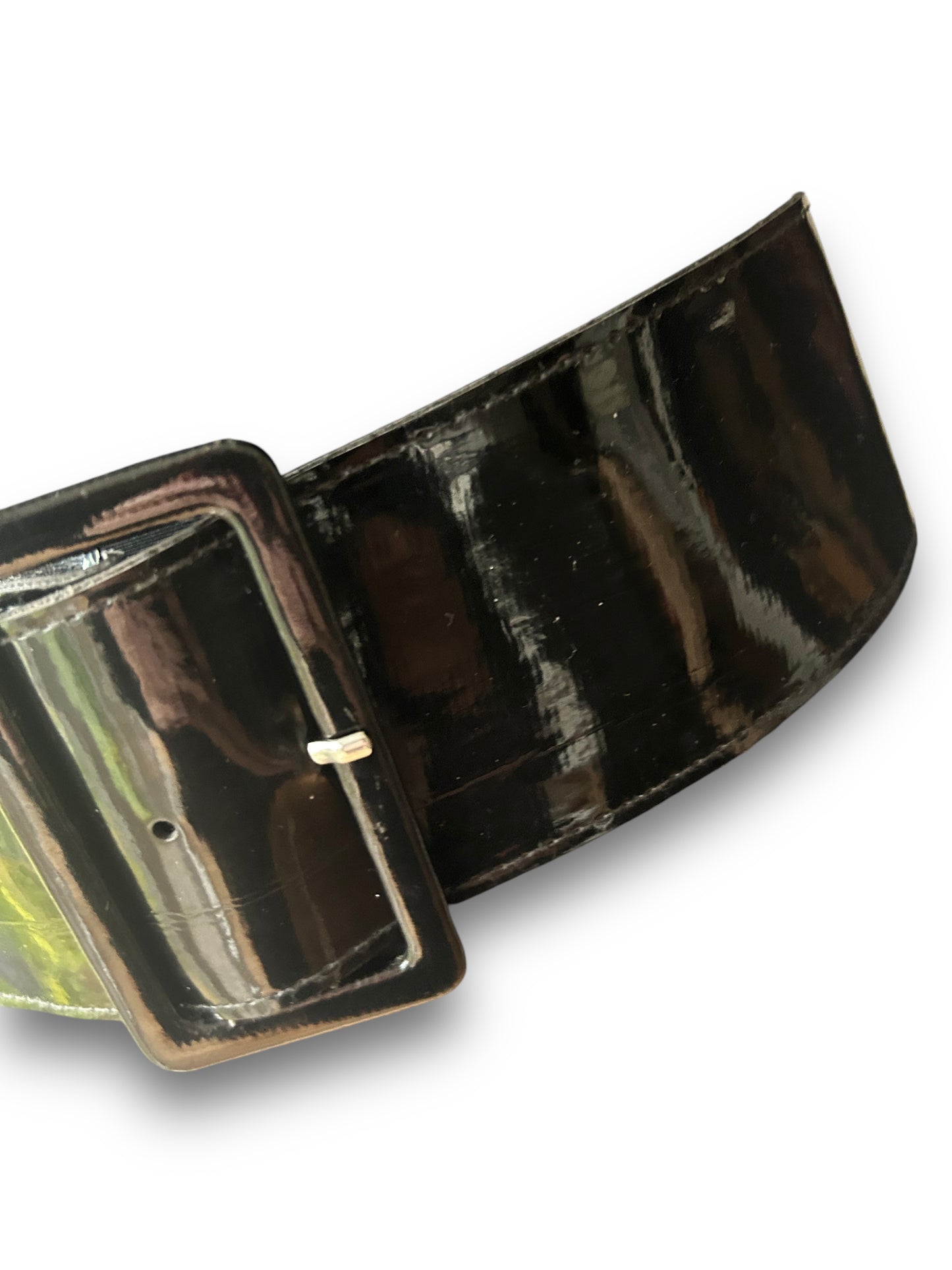 Vintage 1980s New Wave Black Patent Belt