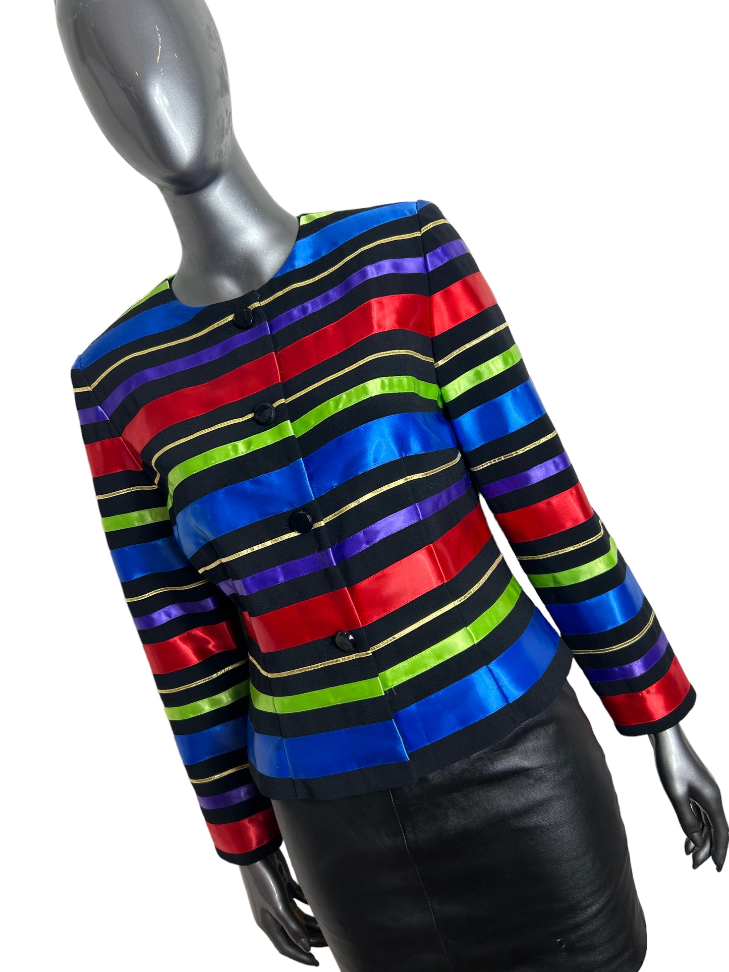 Vintage 80s Ribbon Stripe Box Jacket