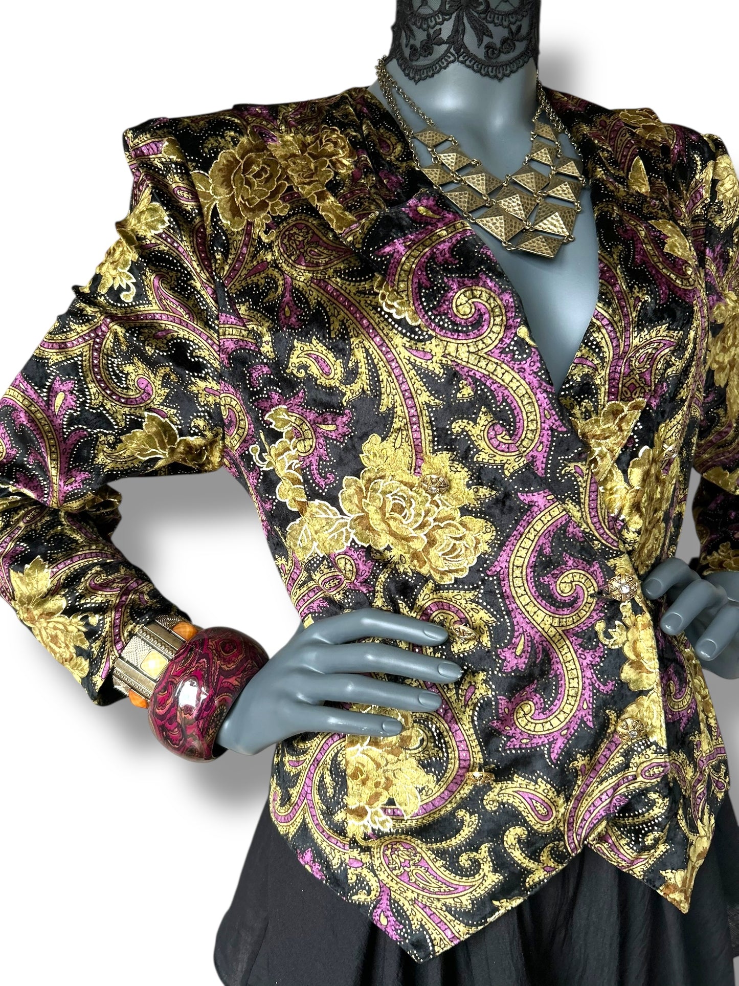 Vintage 1980s Baroque Velvet Cocktail Jacket