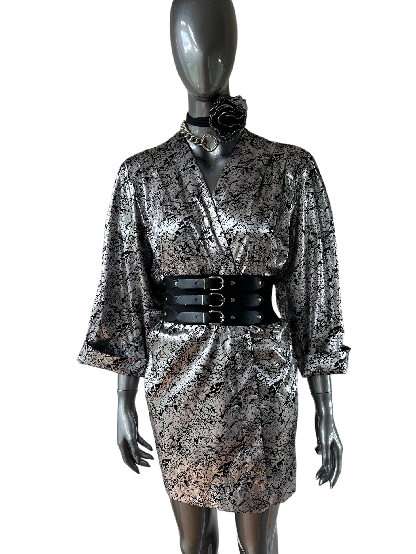 Vintage 1980s Liquid Silver Lame Avant Garde Jacket
