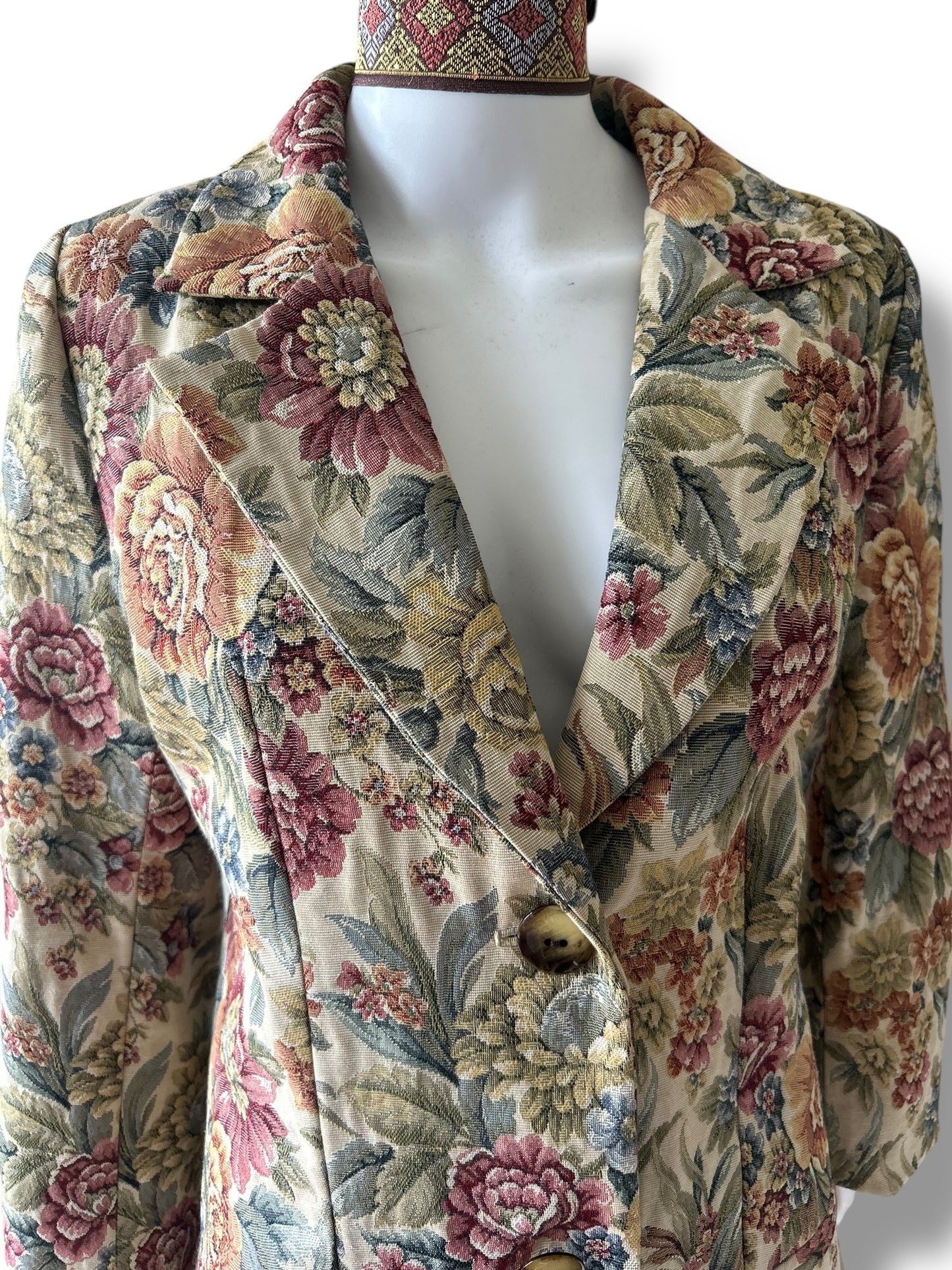 Vintage 1980s Boho Tapestry Frock Coat