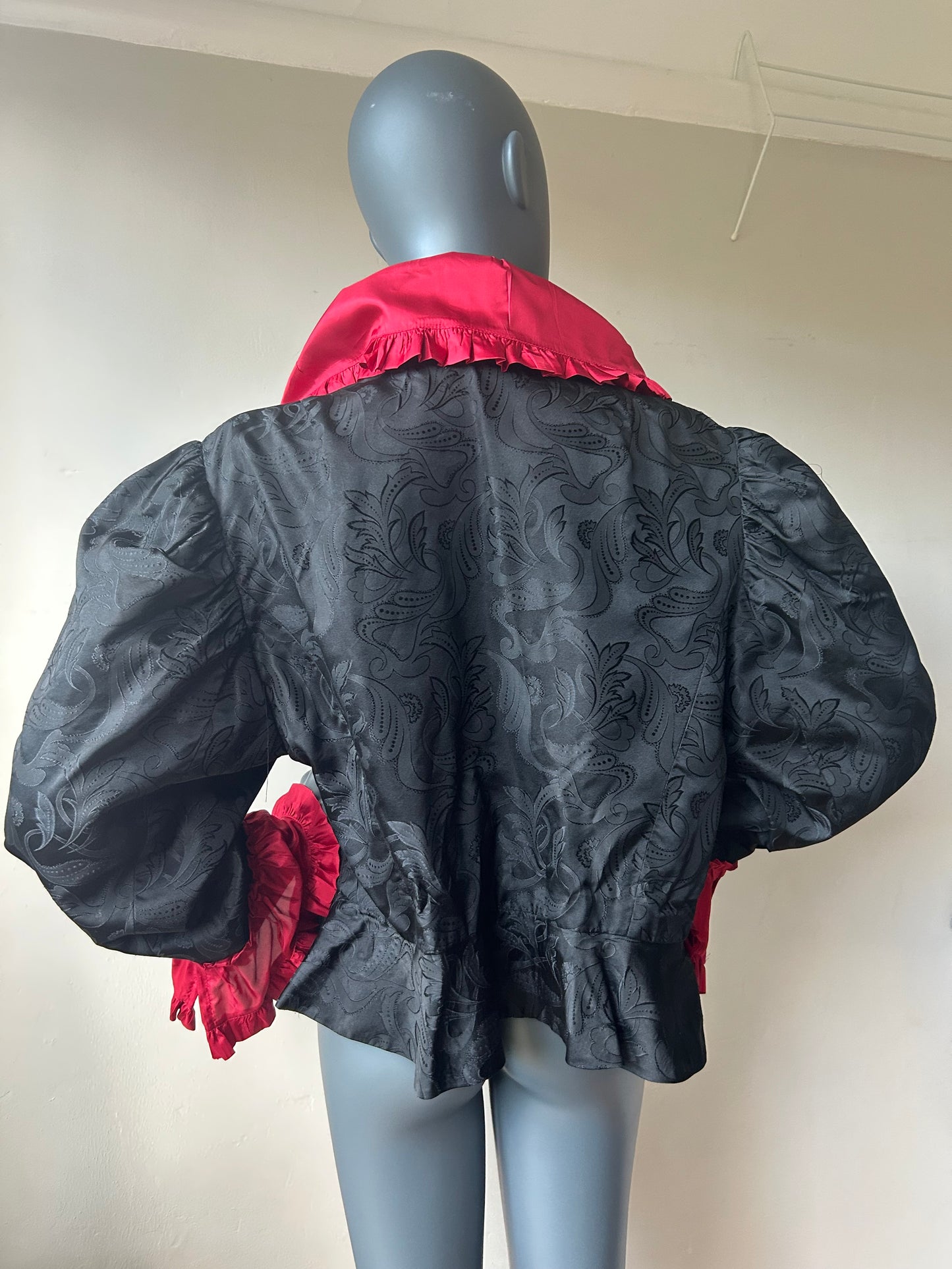 Vintage 1980s New Romantic Silk Jacquard Peplum Jacket