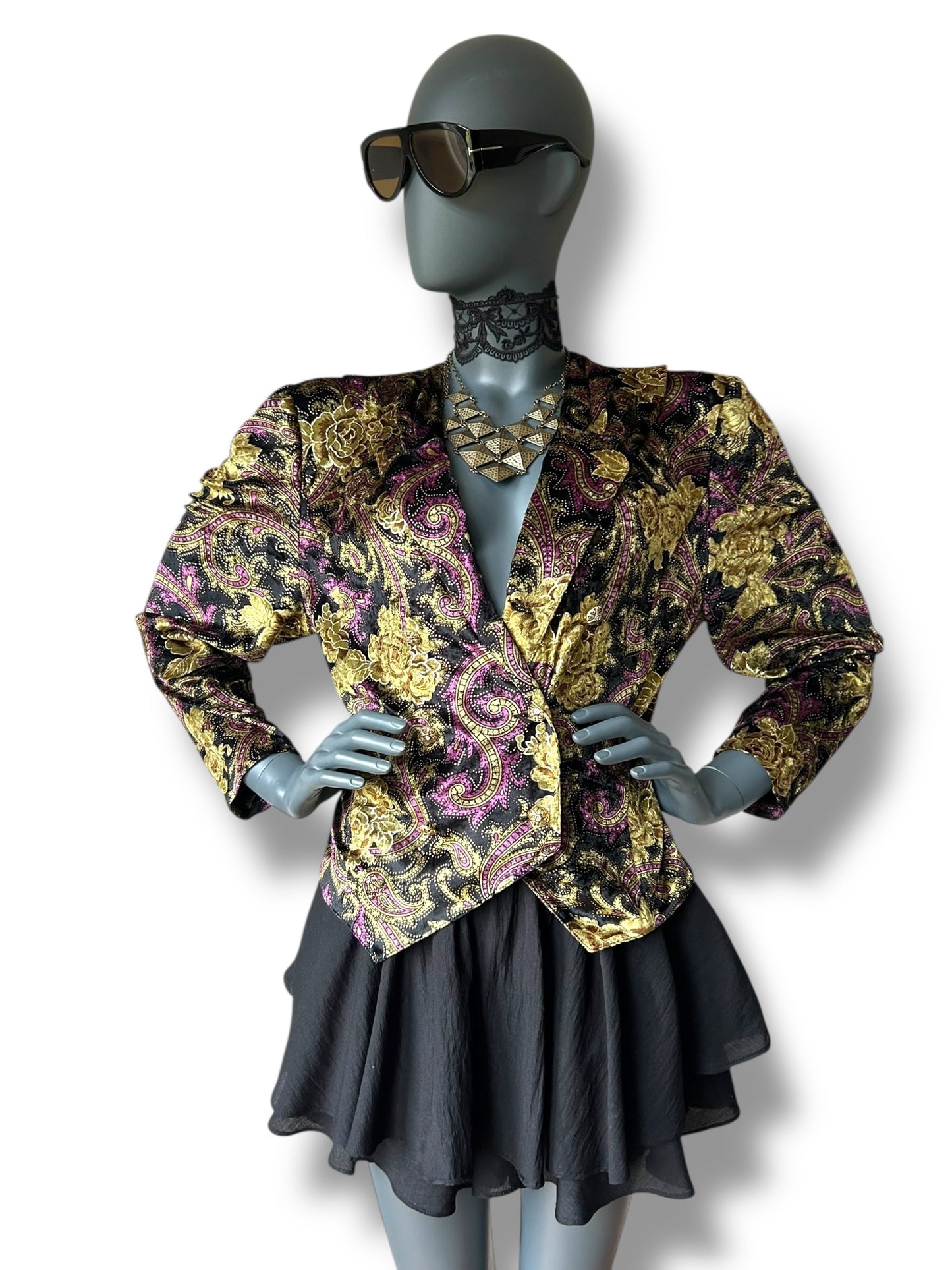 Vintage 1980s Baroque Velvet Cocktail Jacket