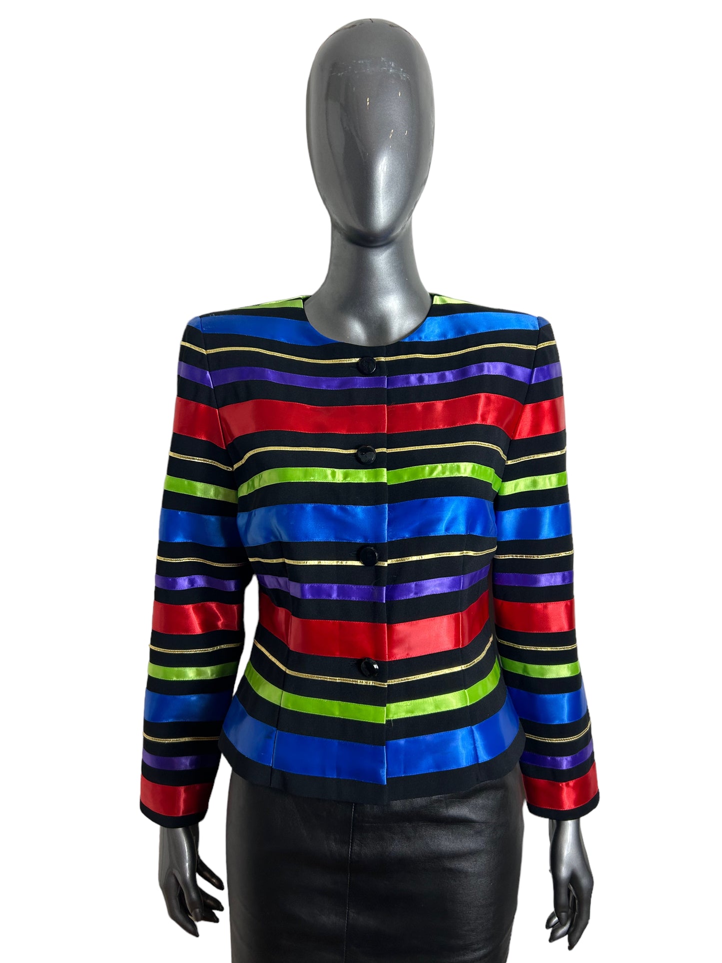Vintage 80s Ribbon Stripe Box Jacket