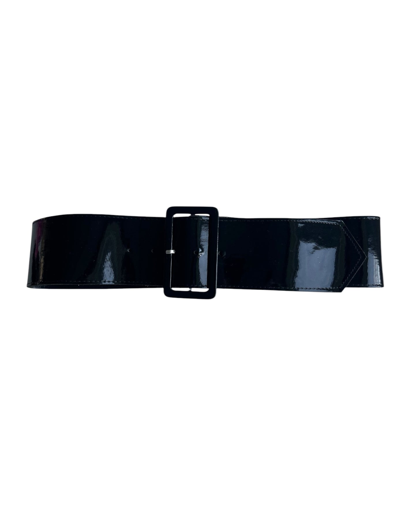 Vintage 1980s New Wave Black Patent Belt