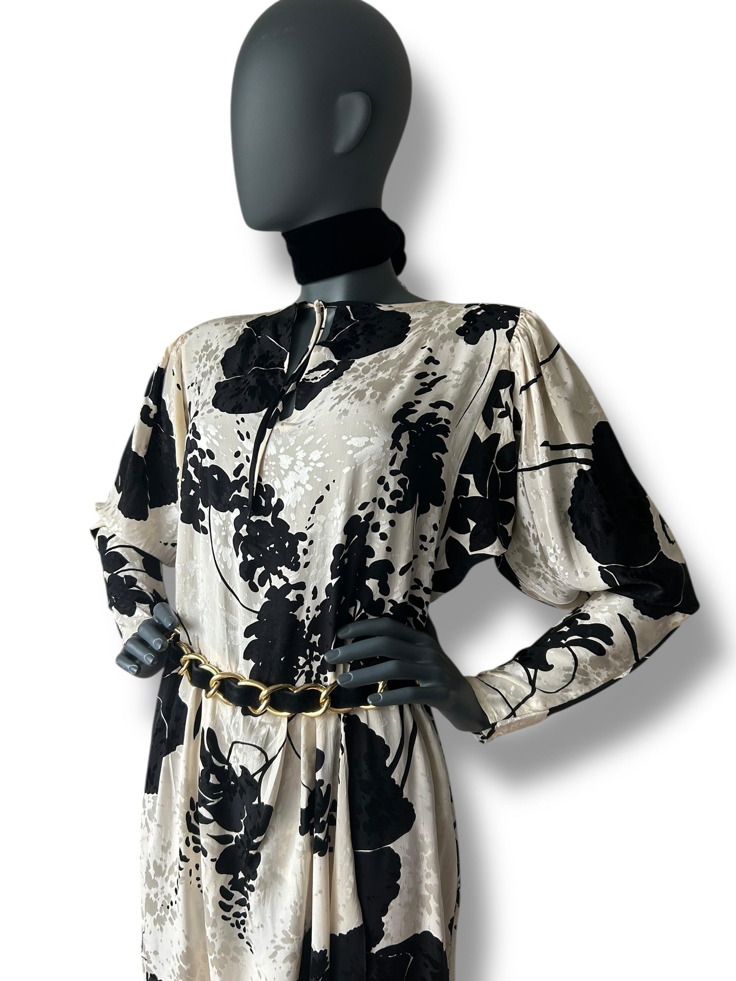 Vintage 1970s Dolmain Silk French Dress