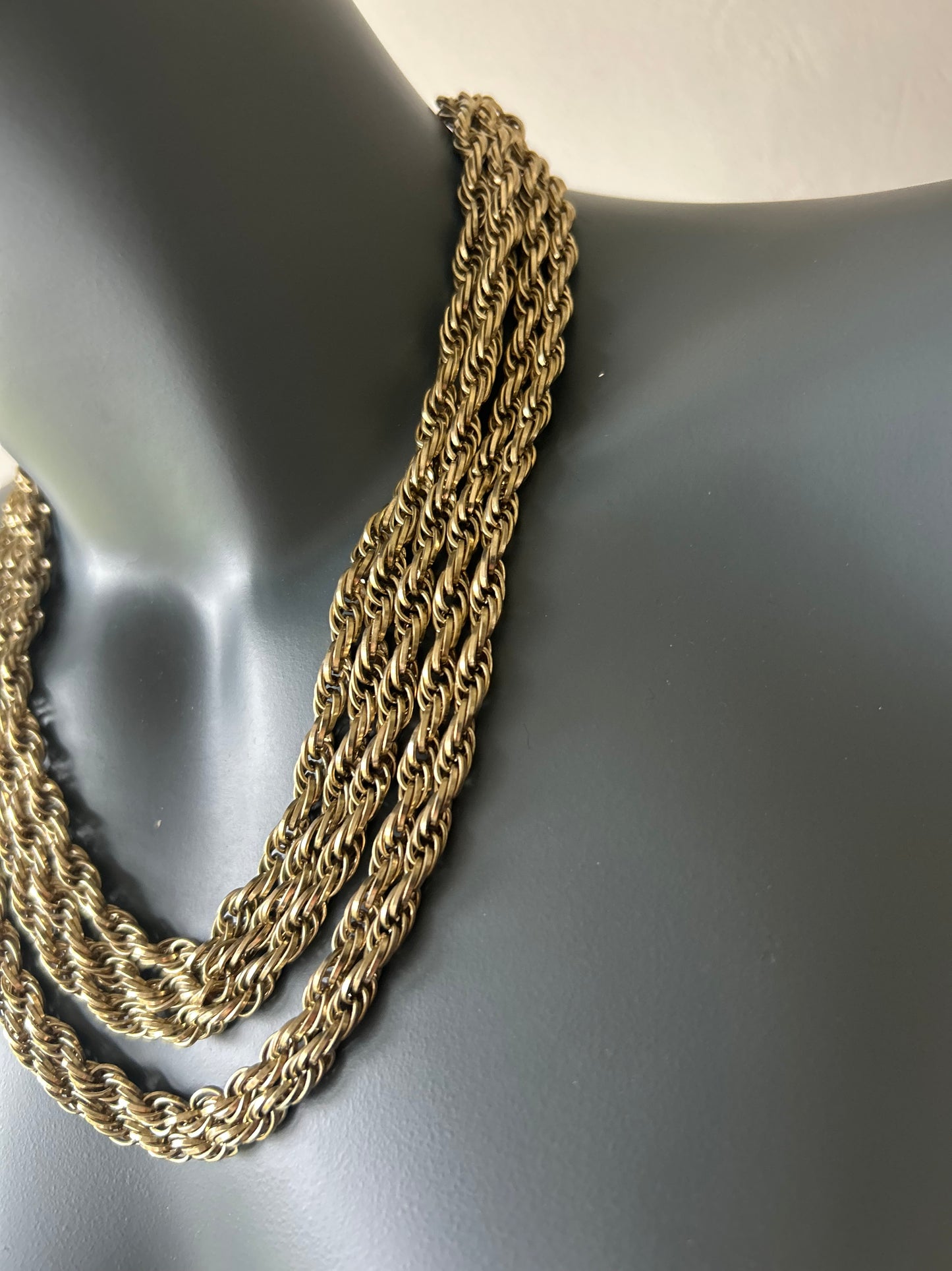 Vintage 80s Multi Rope Chain Necklace