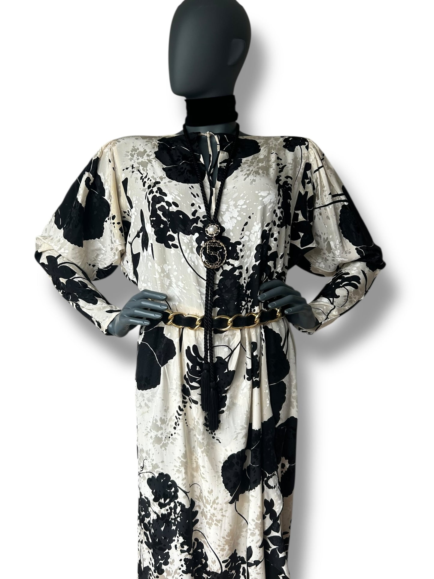 Vintage 1970s Dolmain Silk French Dress