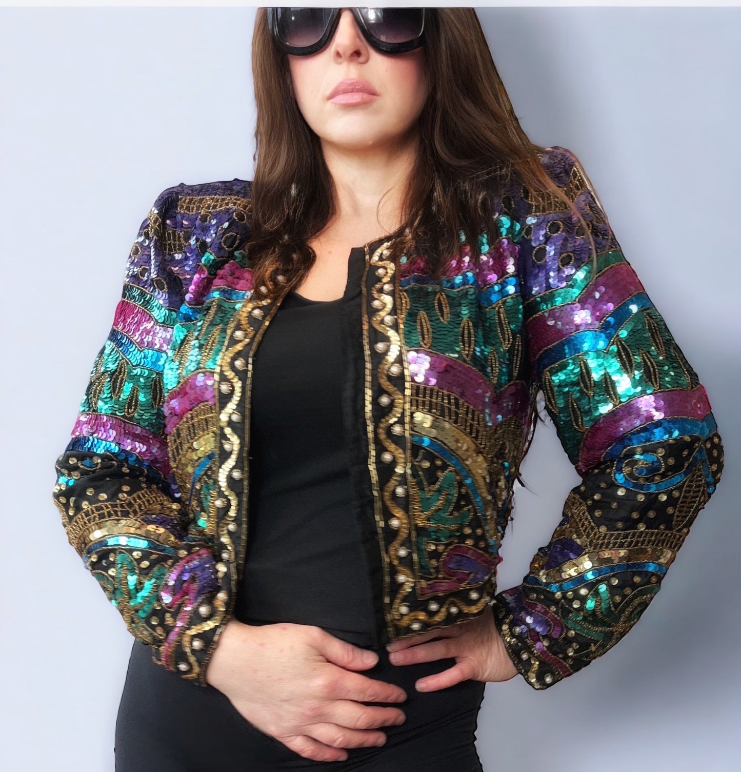 Vintage 1980s Sequin Matador Bolero Cocktail Jacket