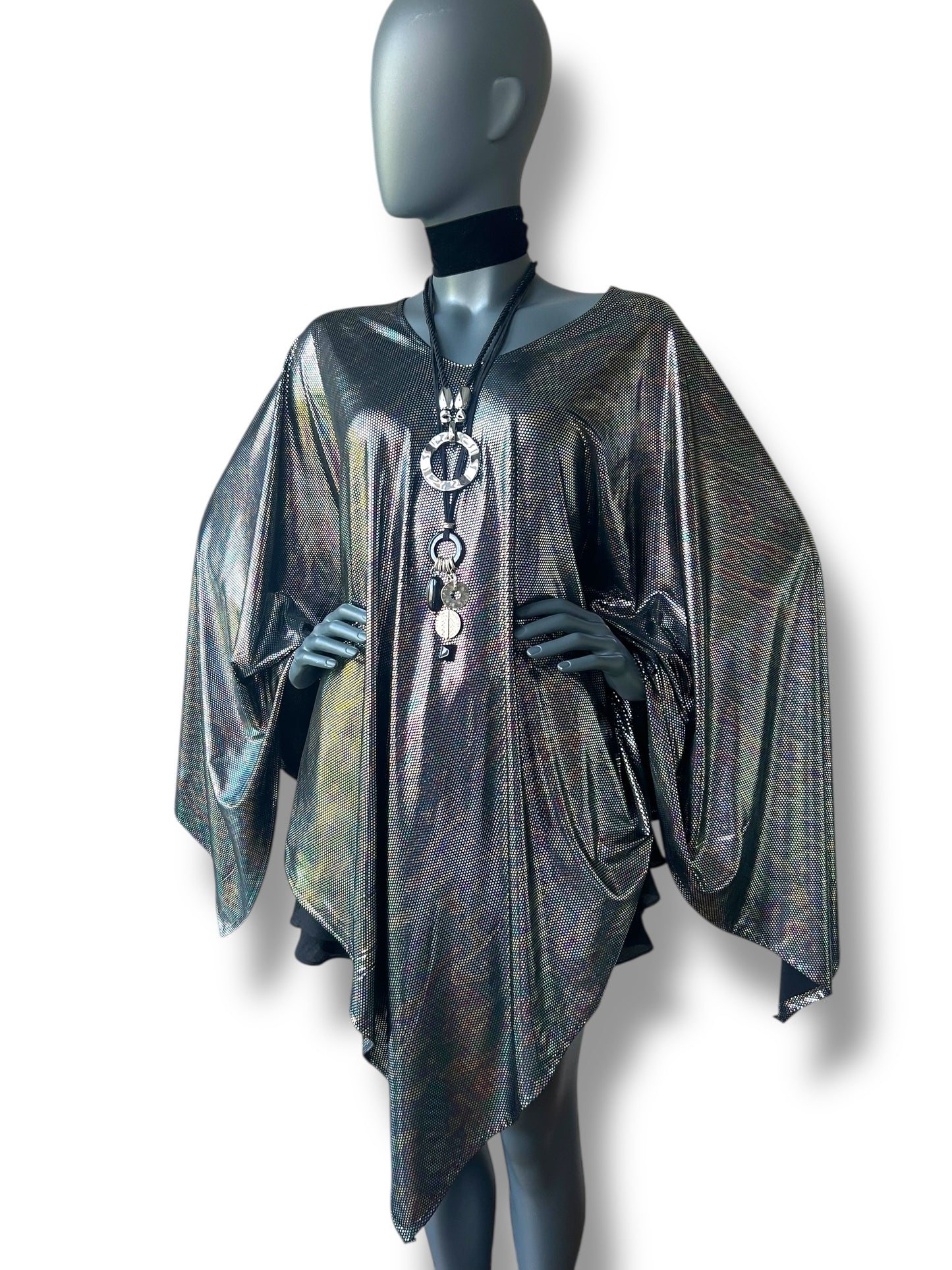 Vintage liquid lame cape dress
