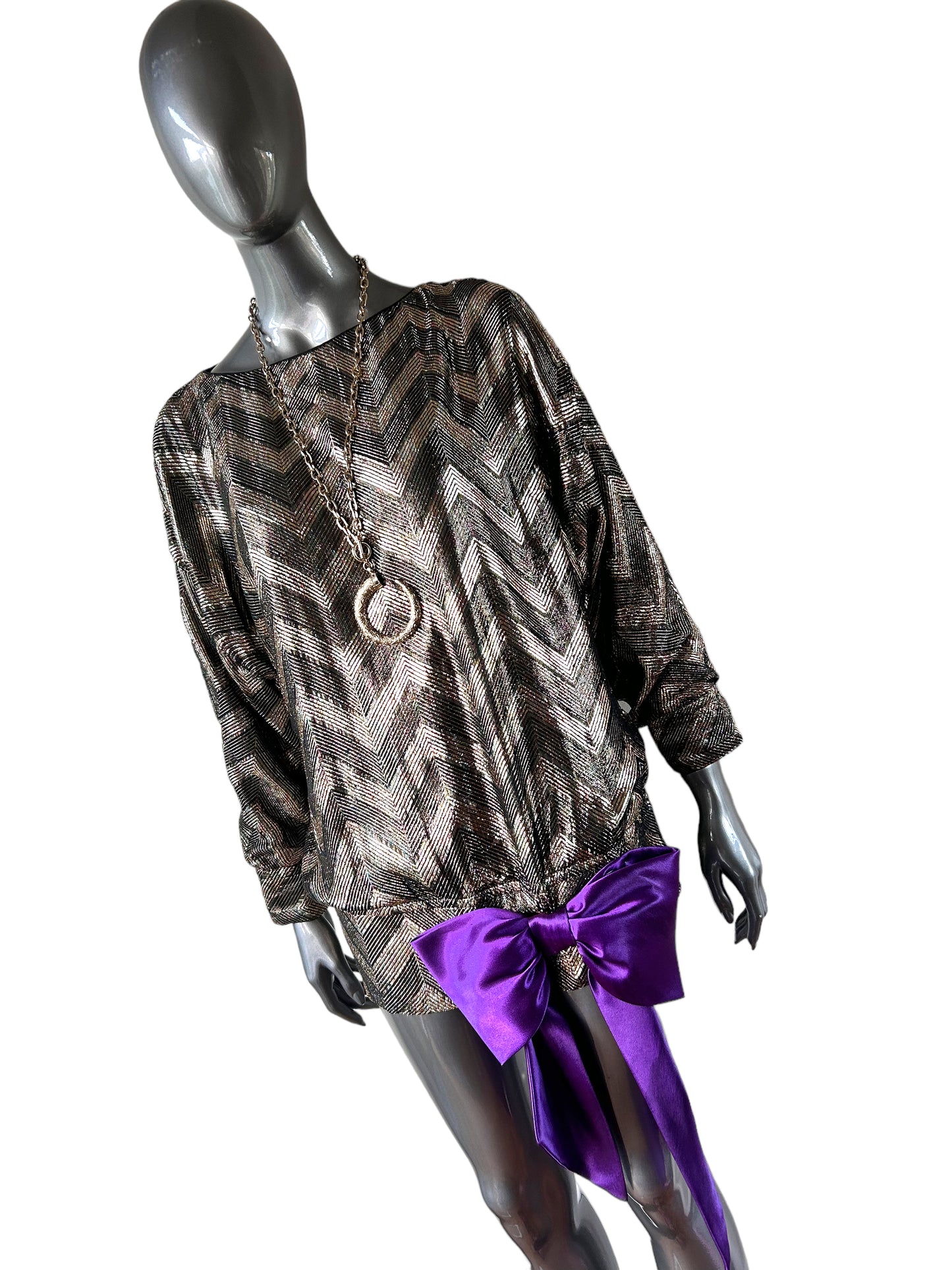 Vintage 1980s Gold Silk Lamé Tunic