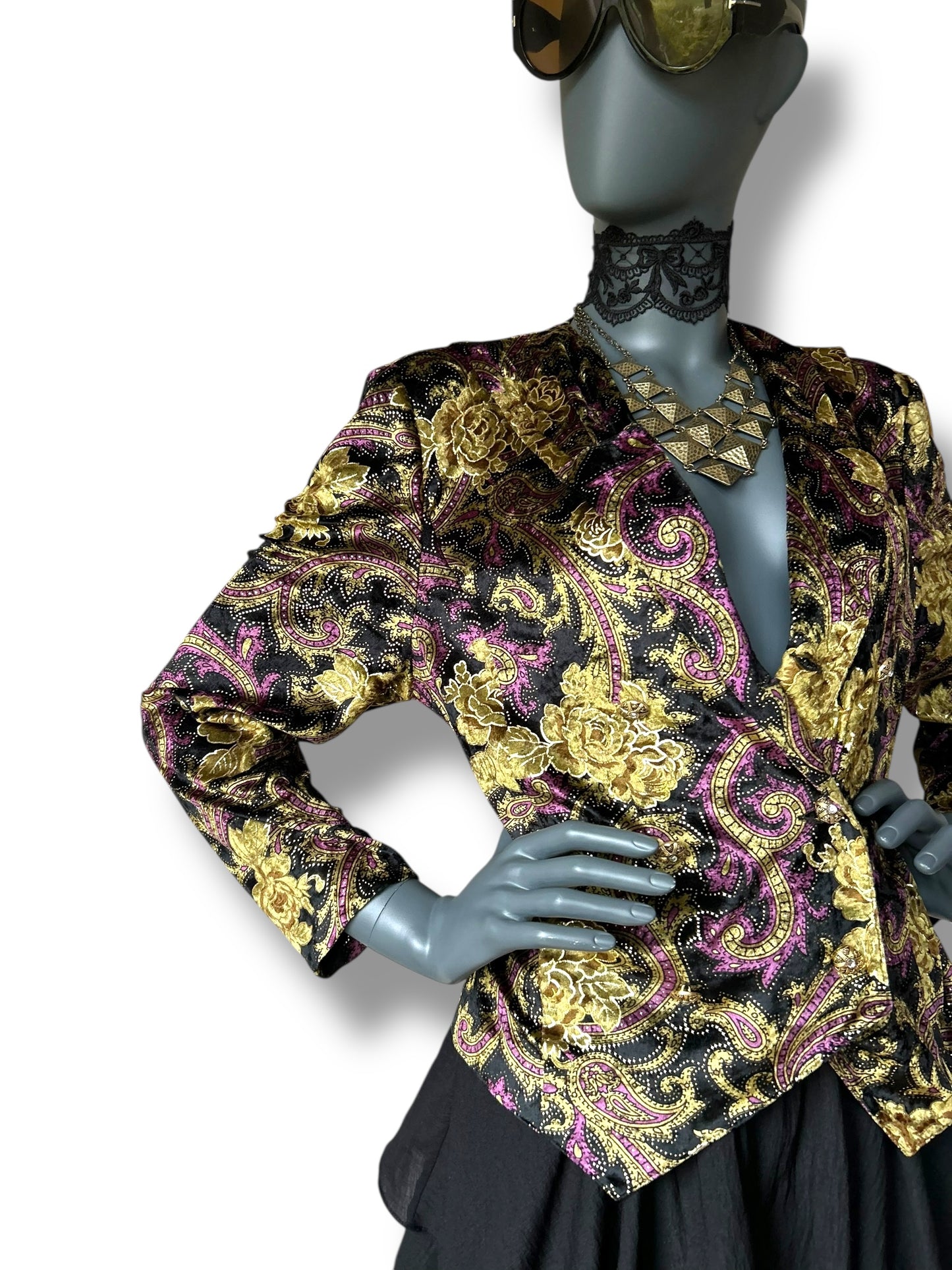Vintage 1980s Baroque Velvet Cocktail Jacket