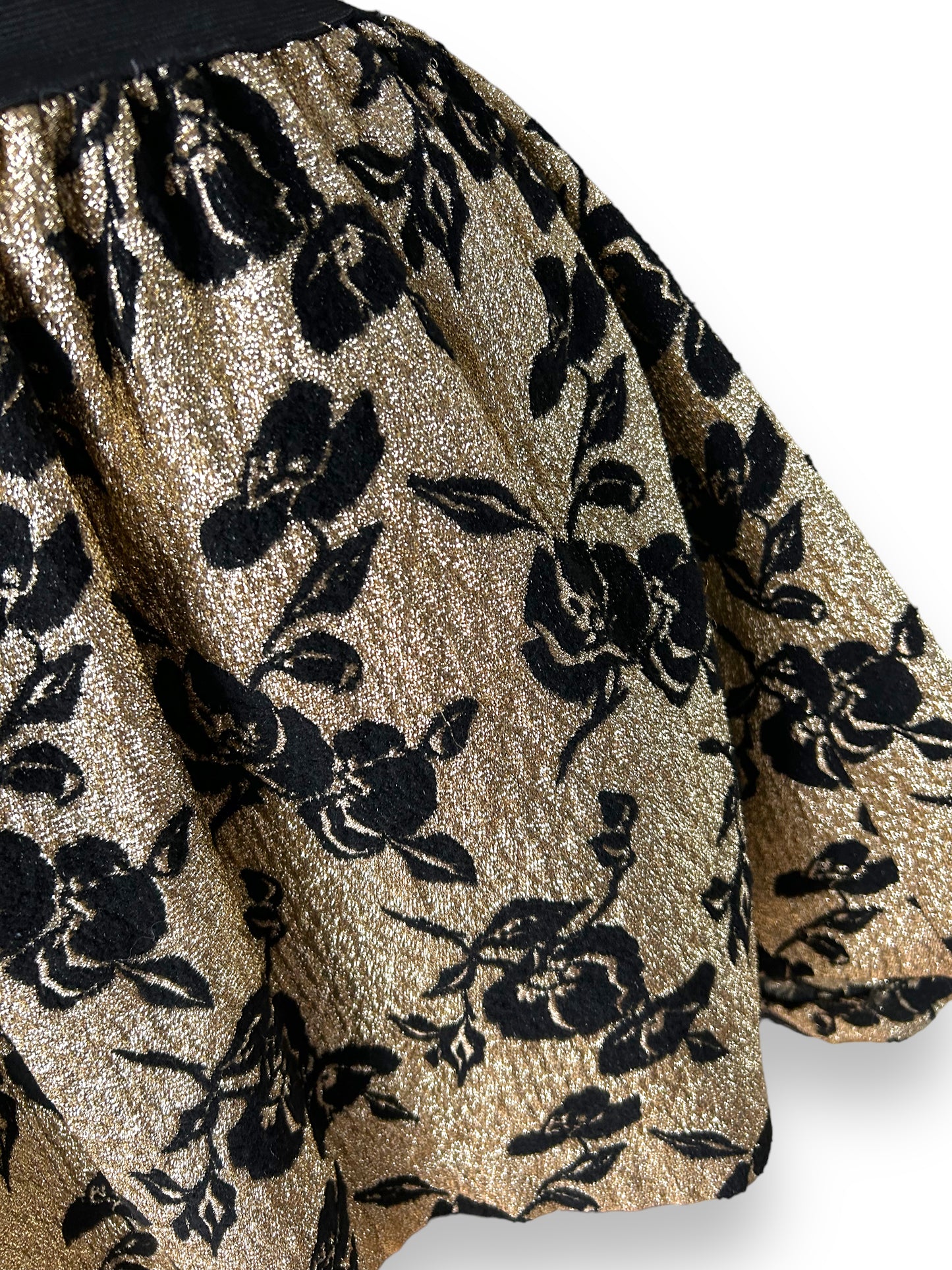 Vintage 1980s French Gold Lurex Flocked Velvet Skirt