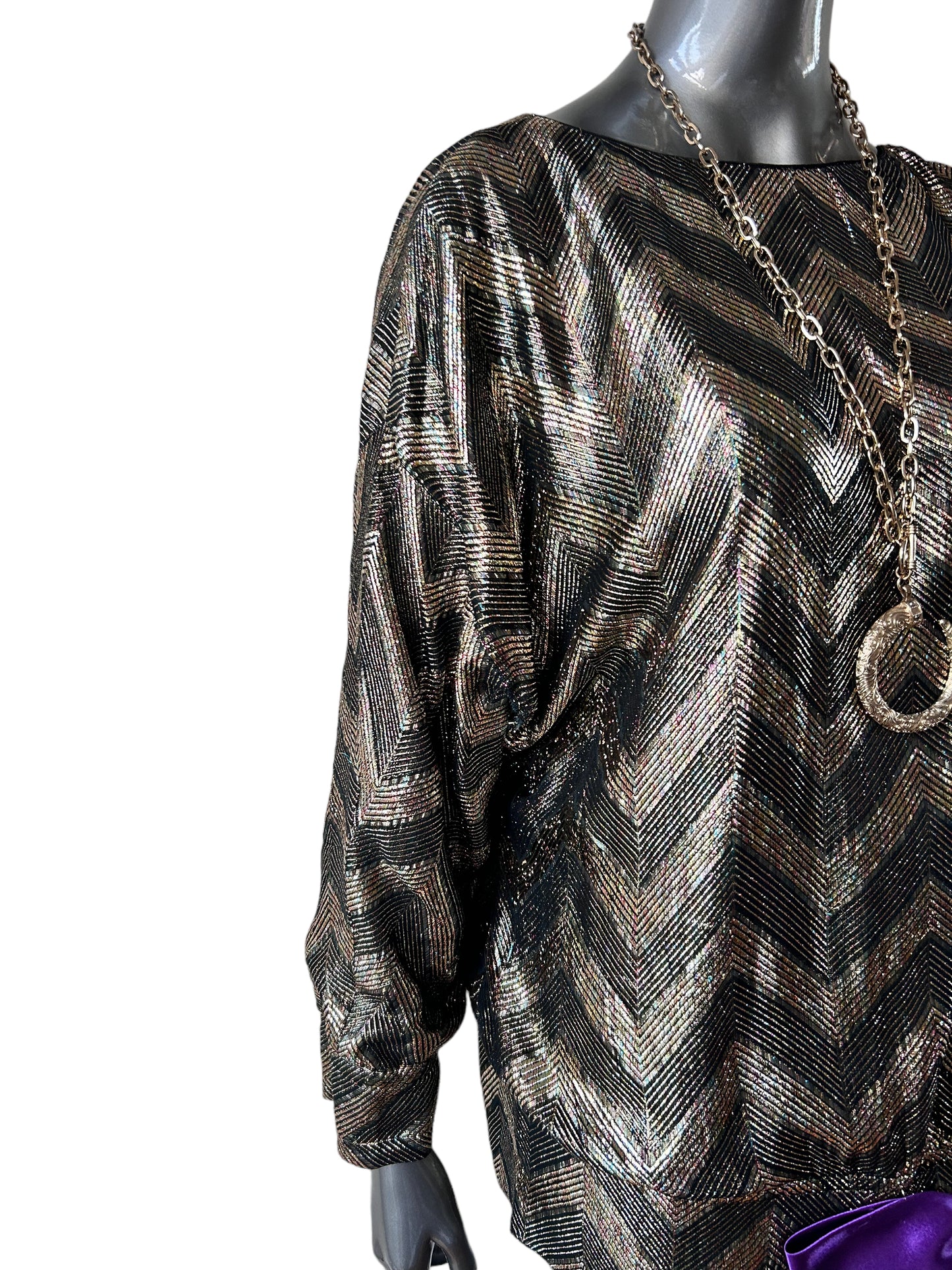 Vintage 1980s Gold Silk Lamé Tunic