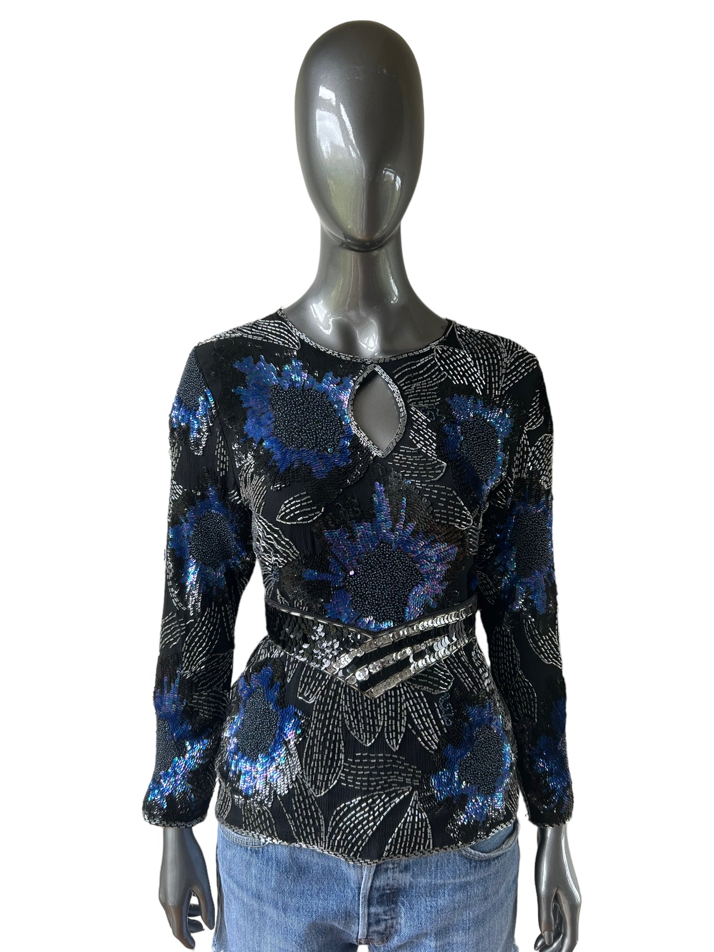 Vintage 1980/ Sequin and Beaded Tunic Statement Top SALE