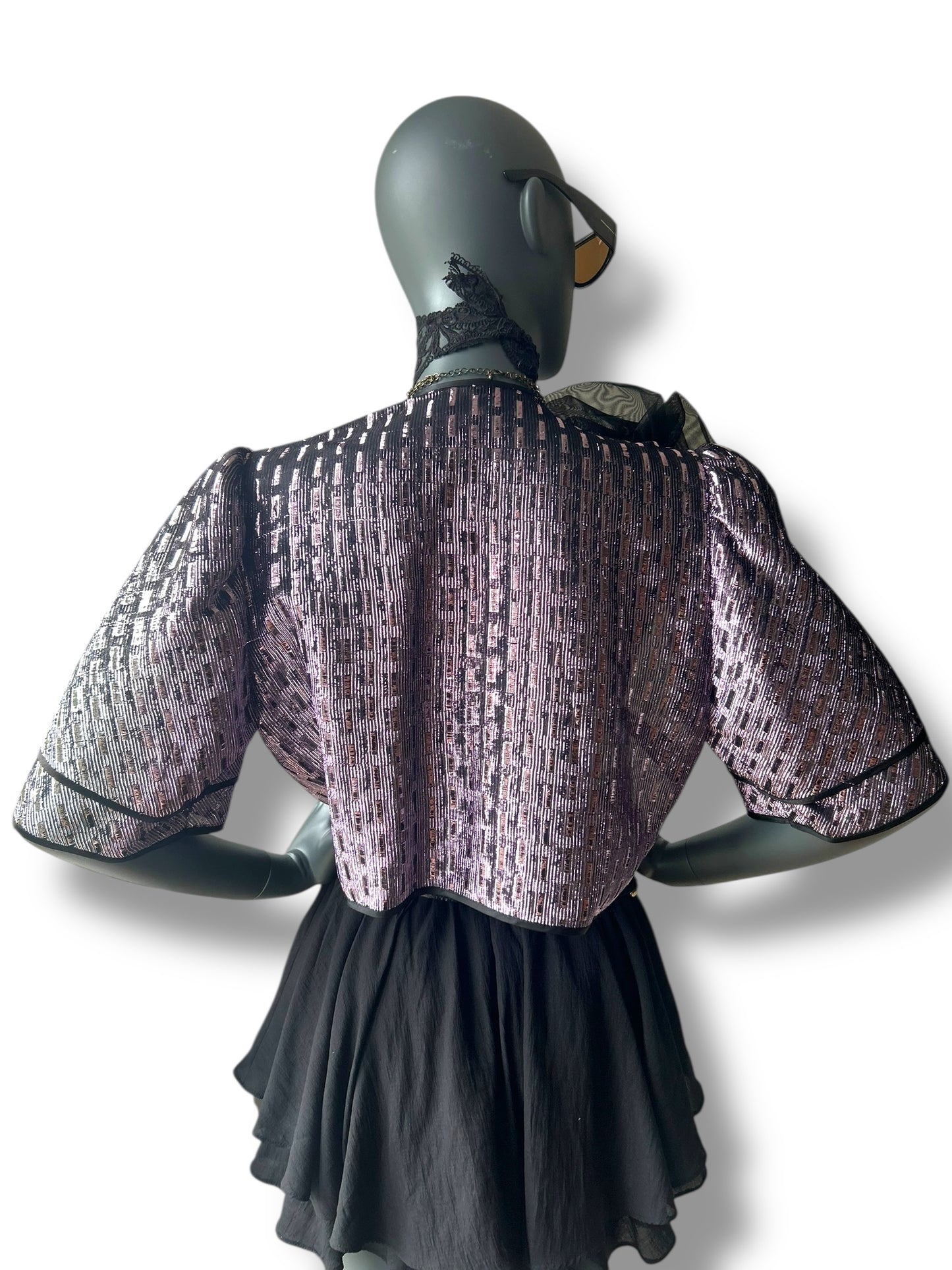 Vintage 70s Lilac Metallic Lamé Bolero