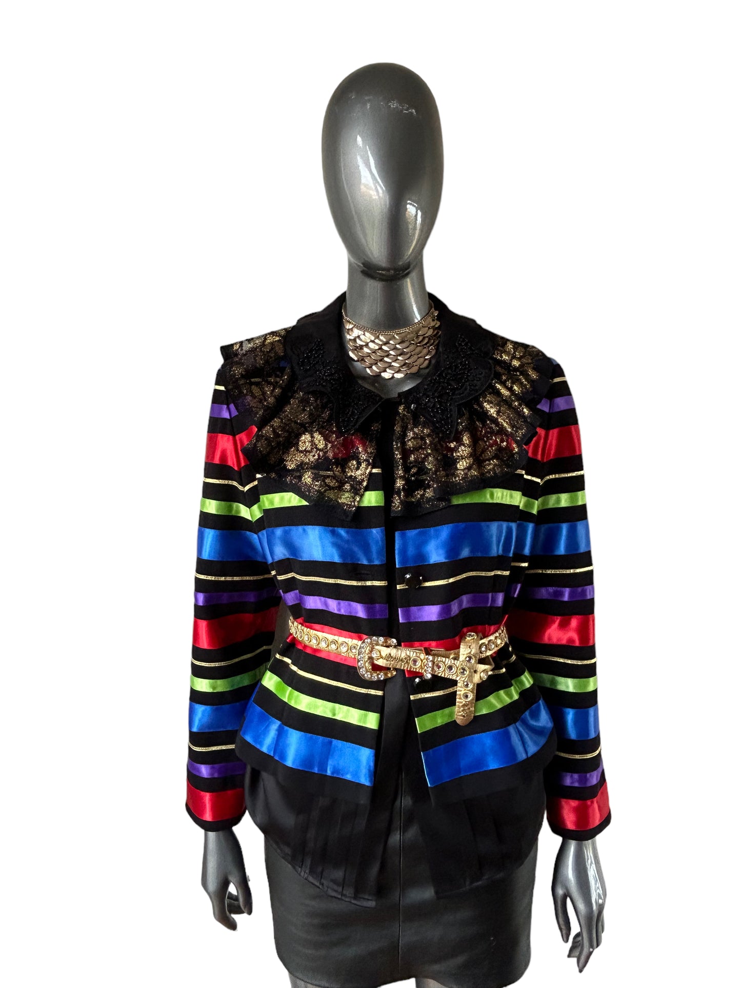 Vintage 80s Ribbon Stripe Box Jacket