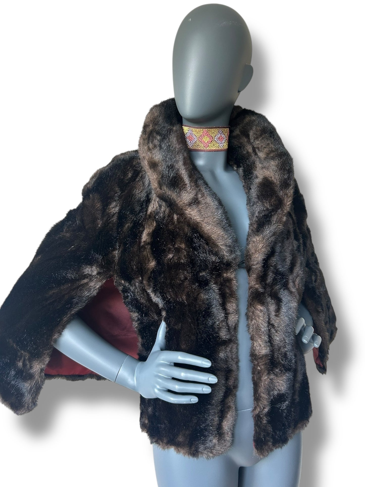 Vintage 1950s Faux Fur Cape