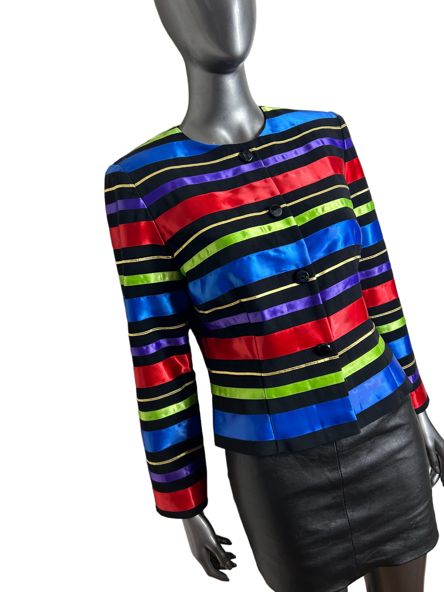 Vintage 80s Ribbon Stripe Box Jacket
