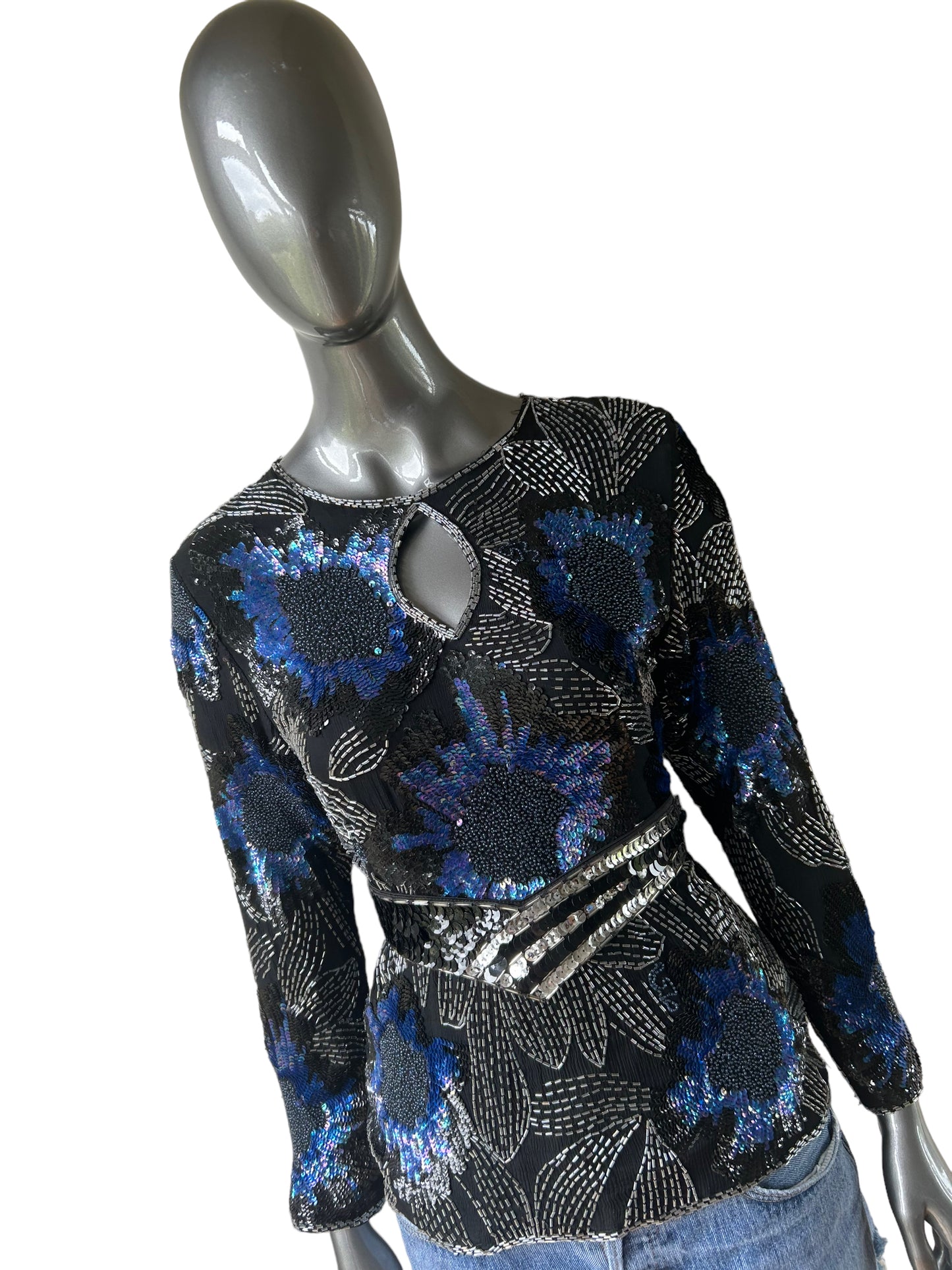 Vintage 1980/ Sequin and Beaded Tunic Statement Top SALE