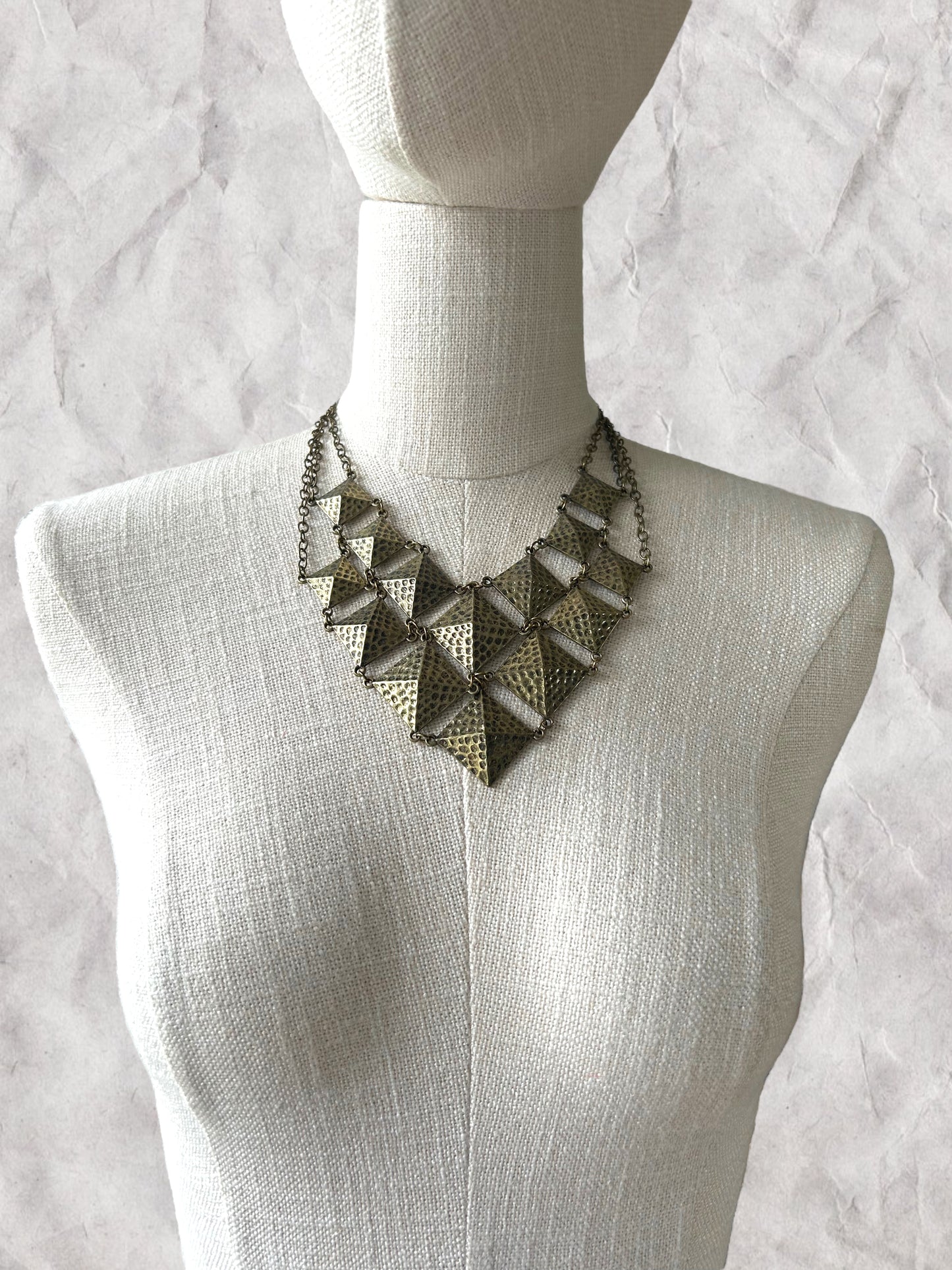 Vintage 1980s Pyramid Link Statement Necklace