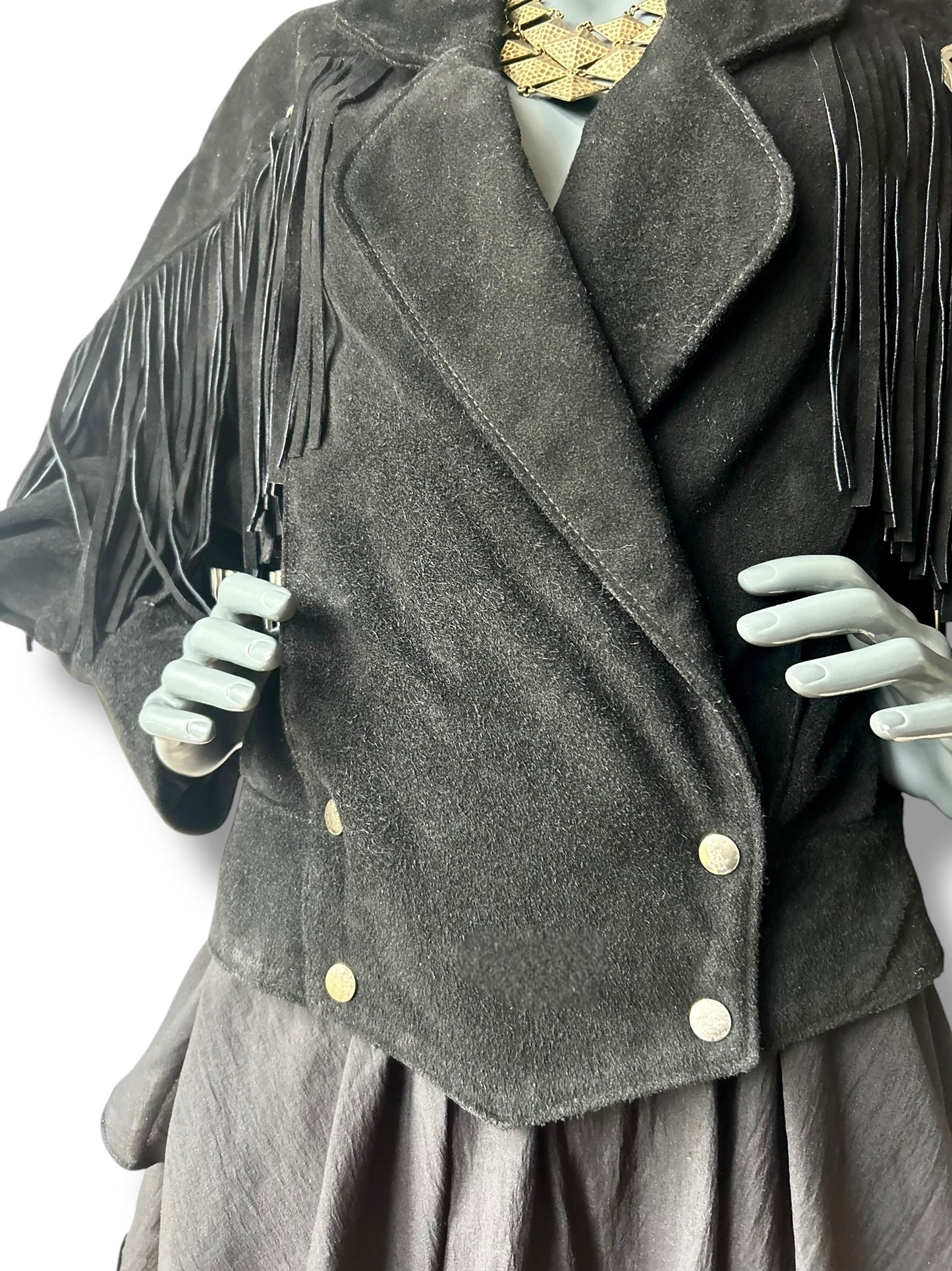 Vintage 1980s Western Fringe Suede Statement Jacket