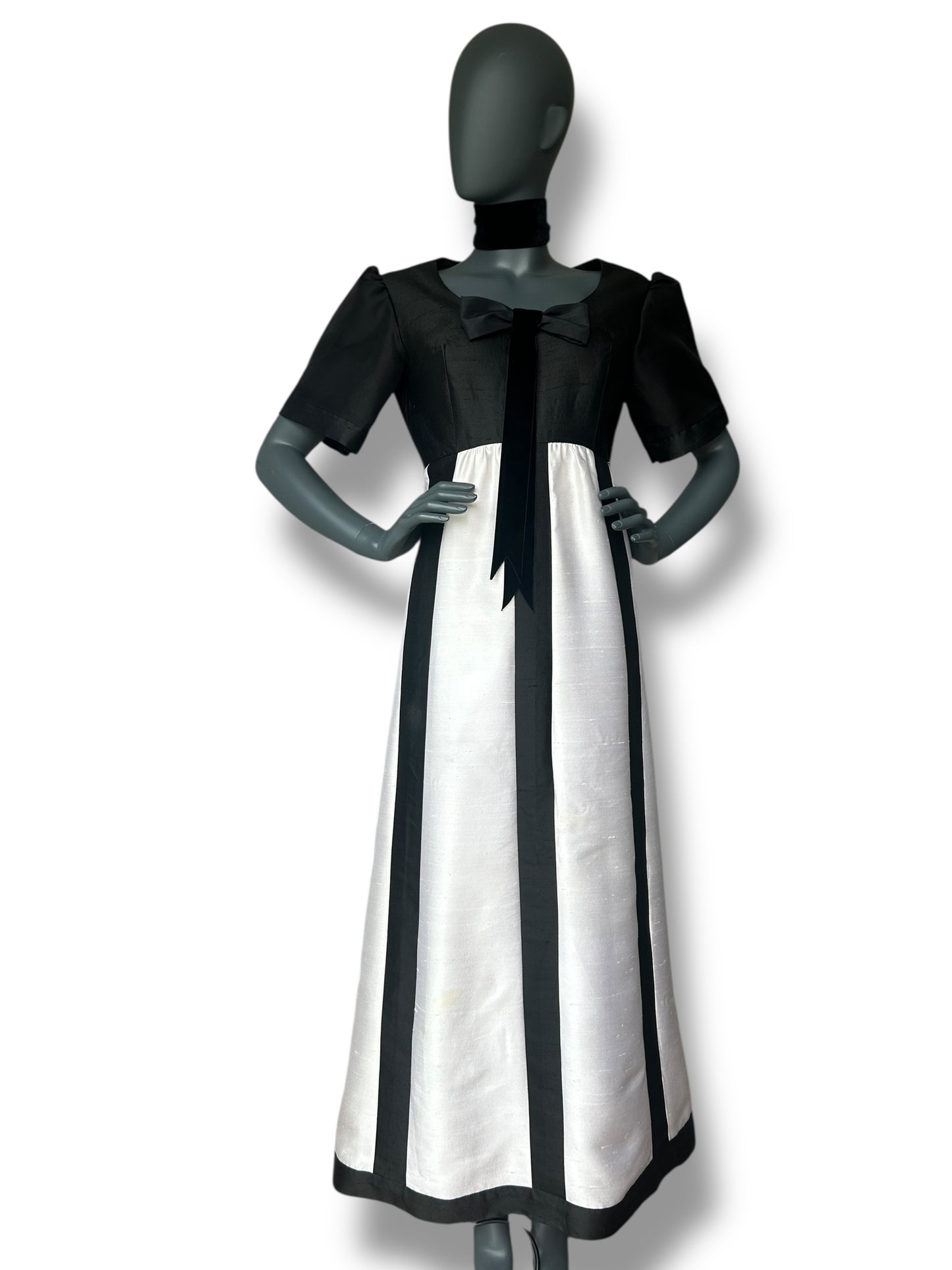 Vintage 1960s Silk Monochrome Gown
