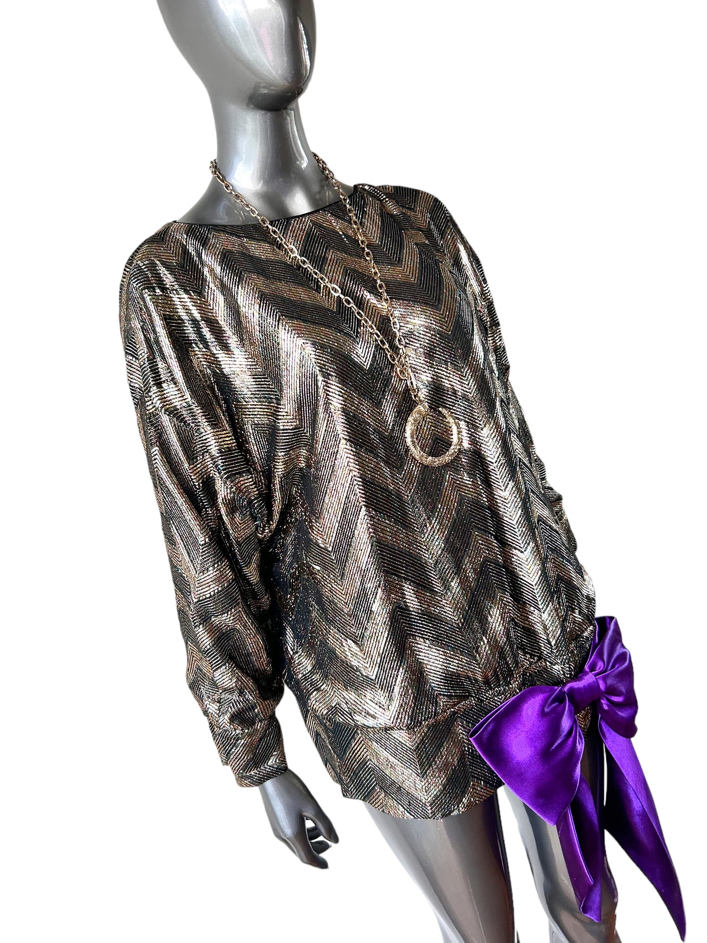 Vintage 1980s Gold Silk Lamé Tunic