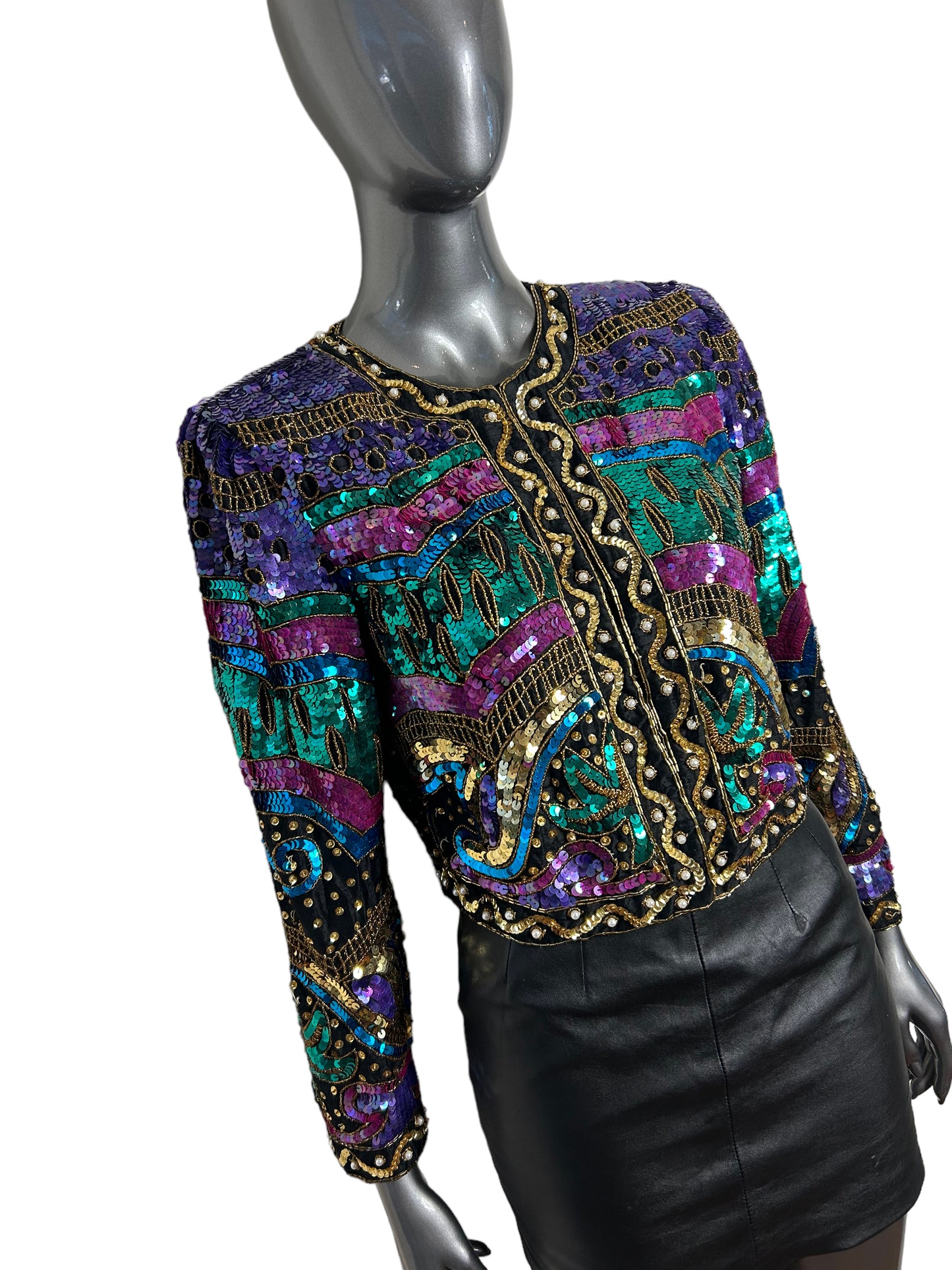 Vintage 1980s Sequin Matador Bolero Cocktail Jacket