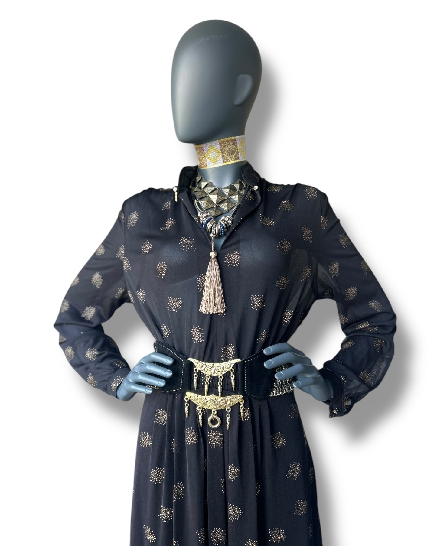 Vintage 1980s Pyramid Link Statement Necklace