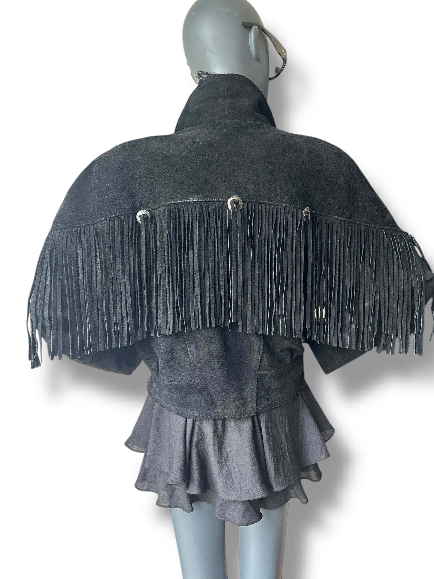 Vintage 1980s Western Fringe Suede Statement Jacket