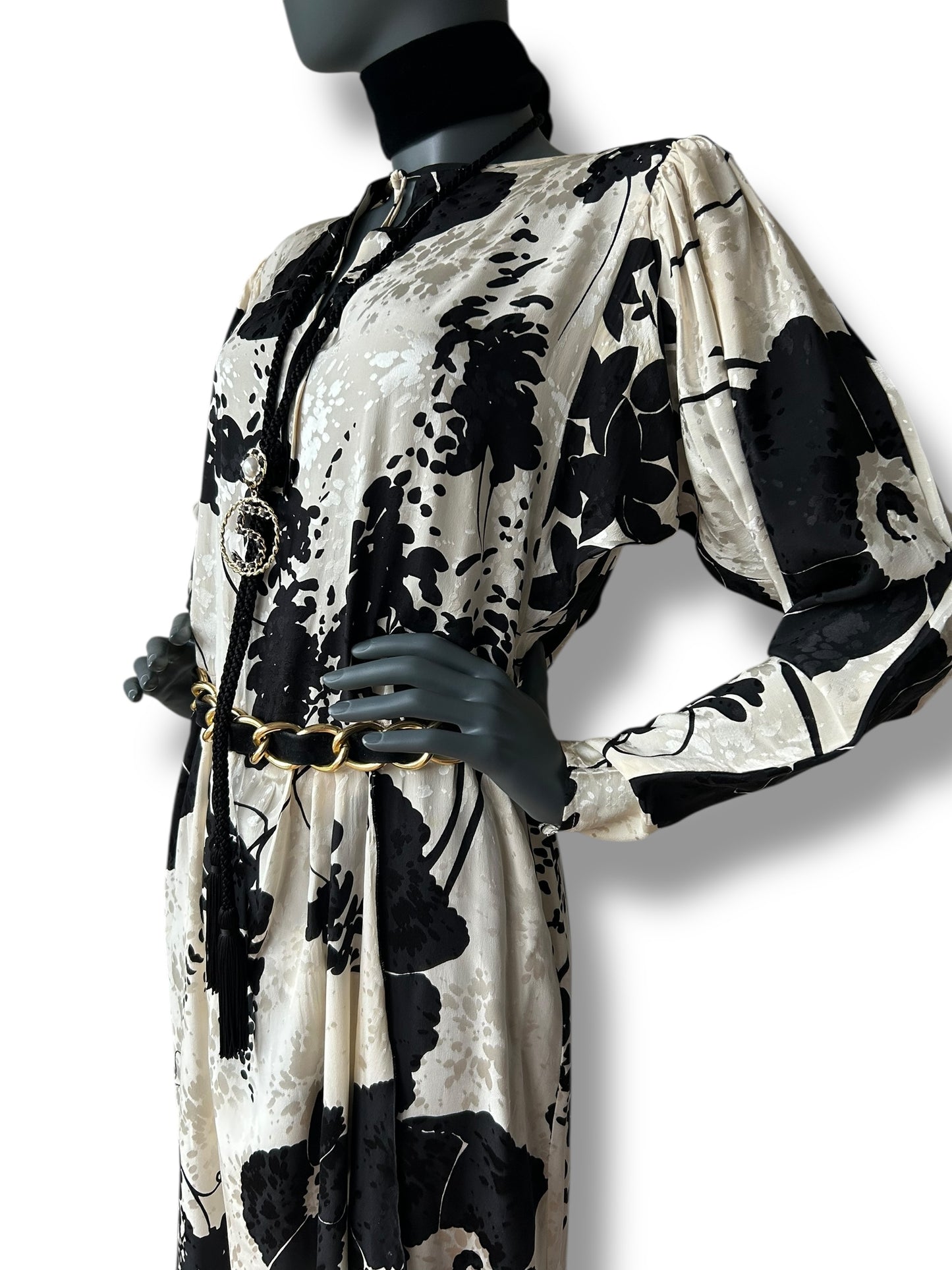 Vintage 1970s Dolmain Silk French Dress