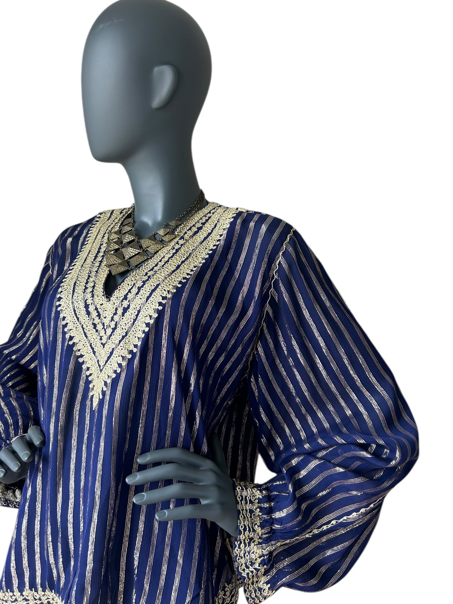 Vintage 1960s Morrocan Gold Lame Kaftan Tunic