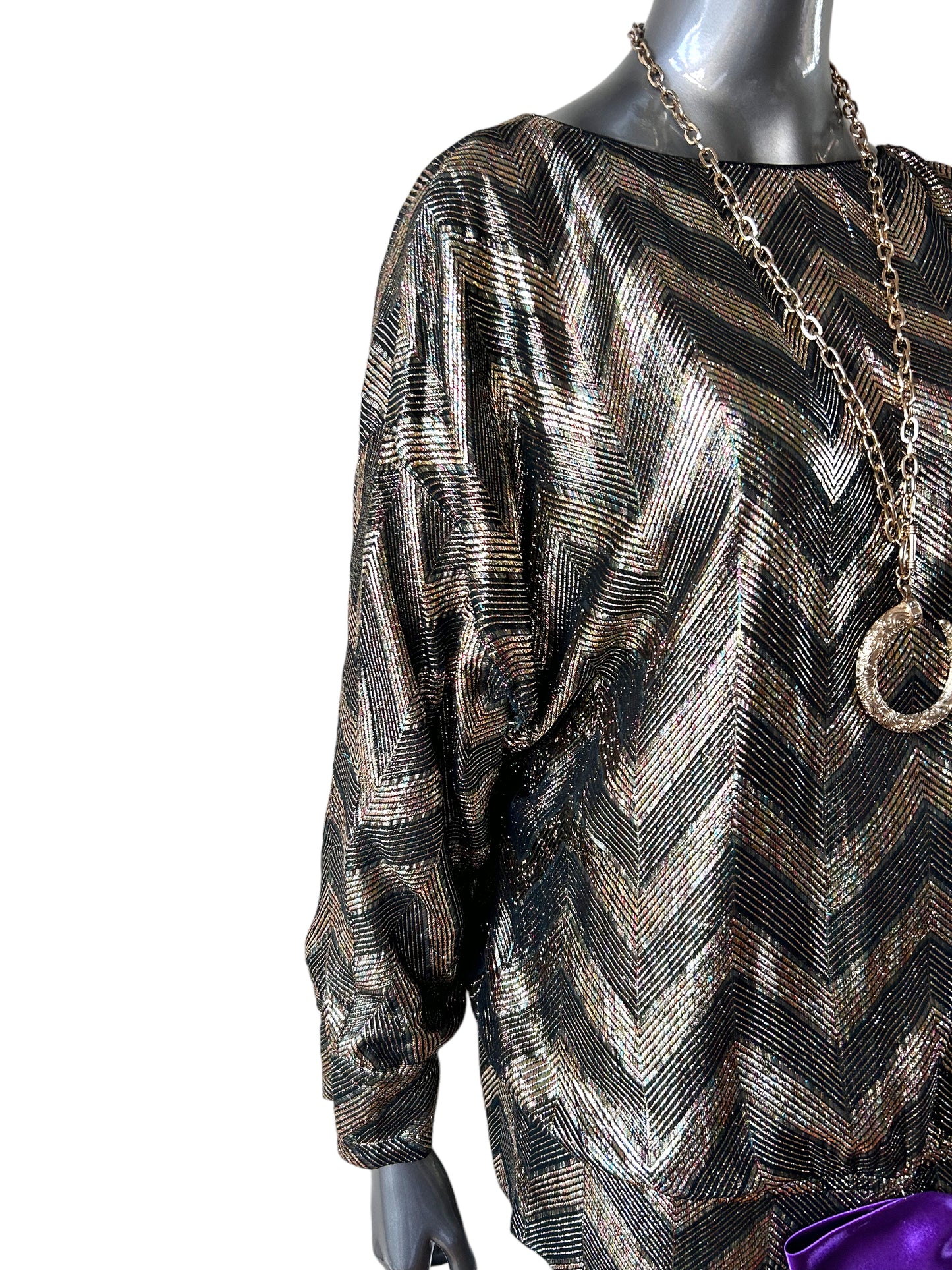 Vintage 1980s Gold Silk Lamé Tunic