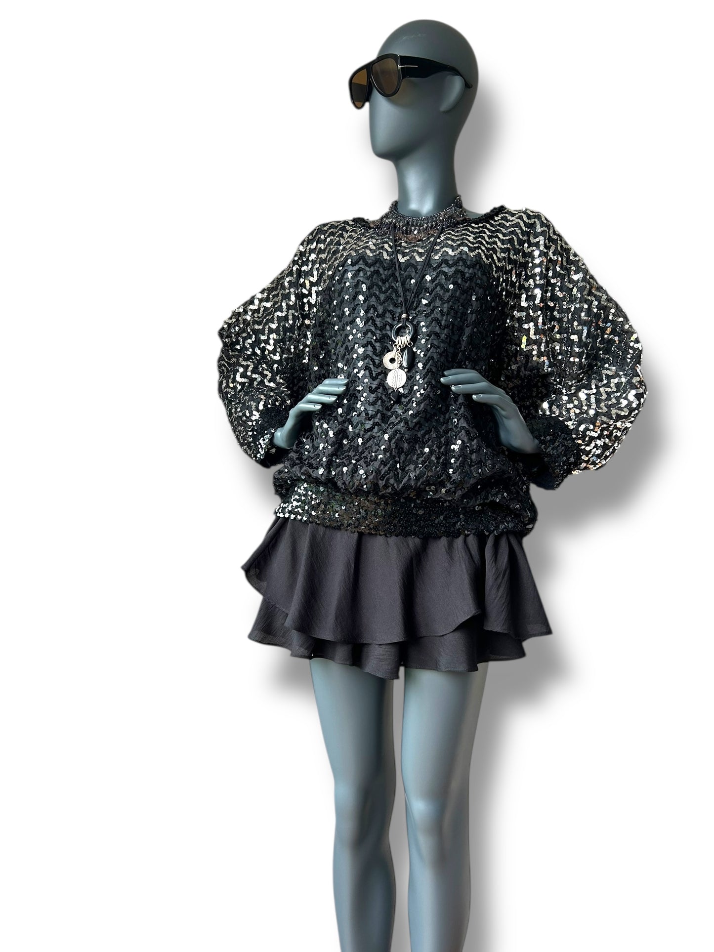 Vintage 1970s Batwing dramatic disco statement top