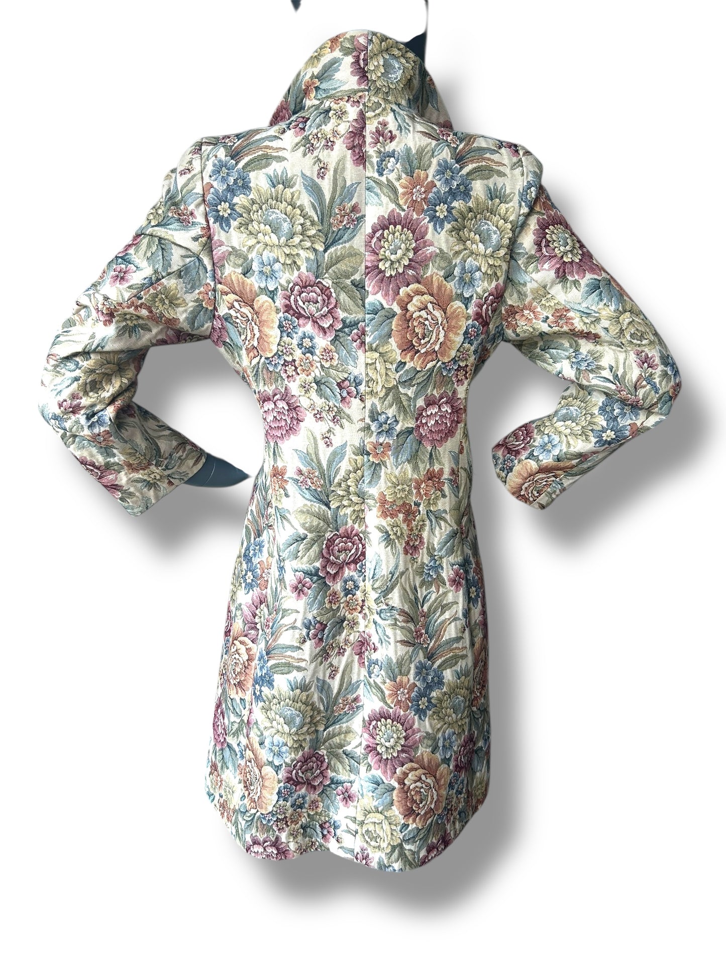 Vintage 1980s Boho Tapestry Frock Coat