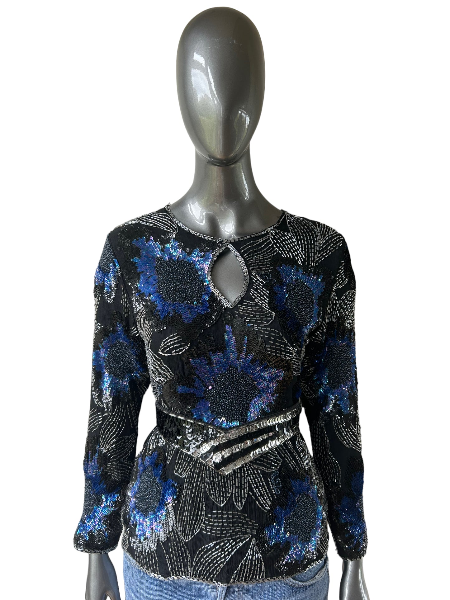 Vintage 1980/ Sequin and Beaded Tunic Statement Top SALE
